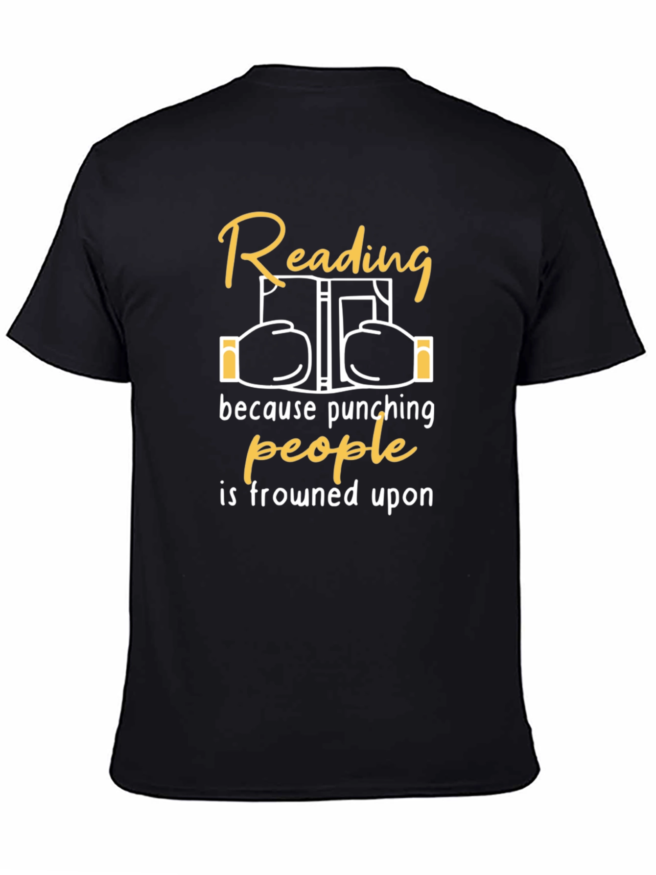 Black Reading Over Punching T-Shirt - Funny Book Lover Tee view 4