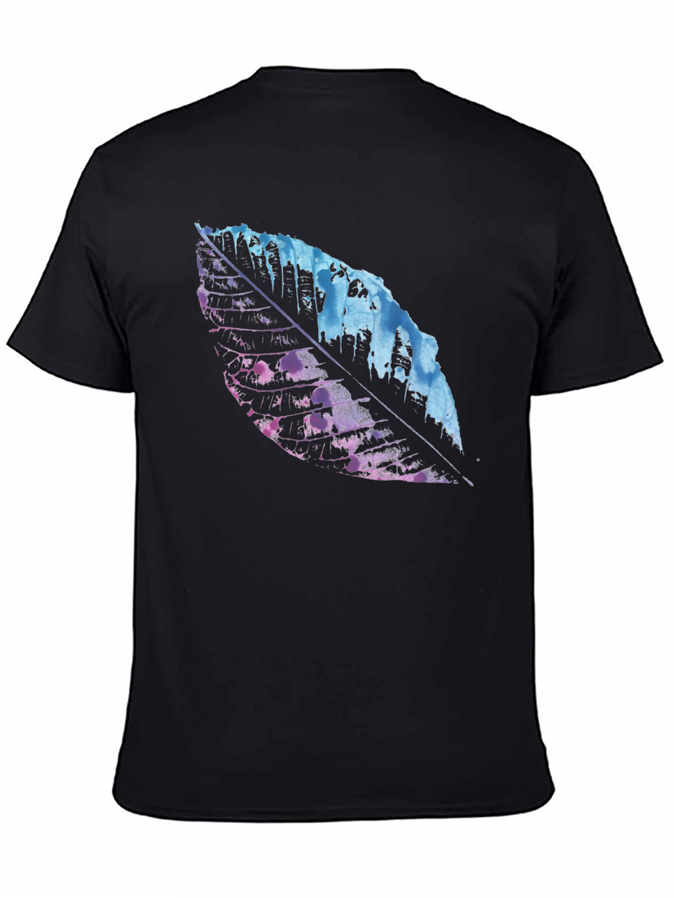 Black Abstract Leaf Graphic Black T-Shirt view 4