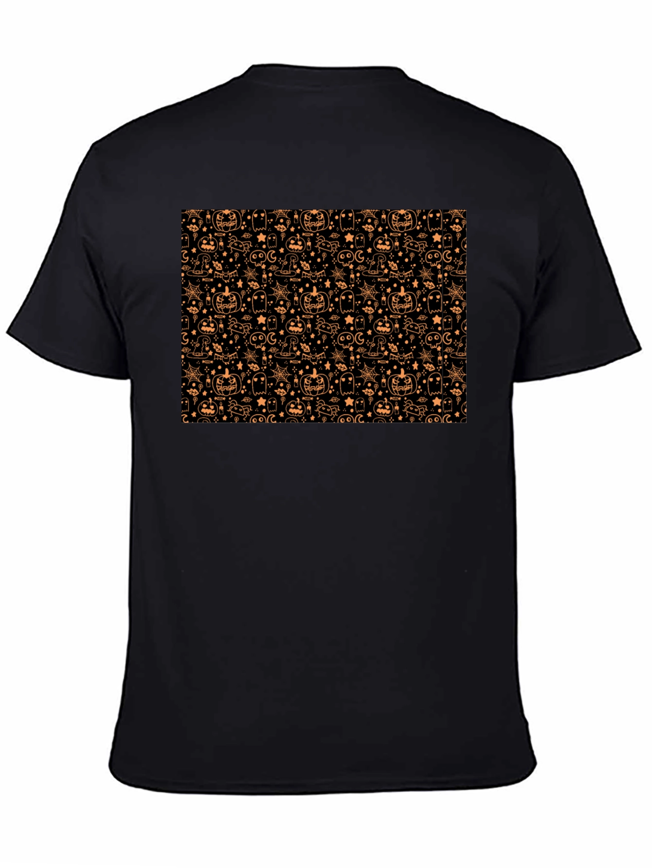 Black Halloween Pattern T-Shirt - Spooky Season Style view 4