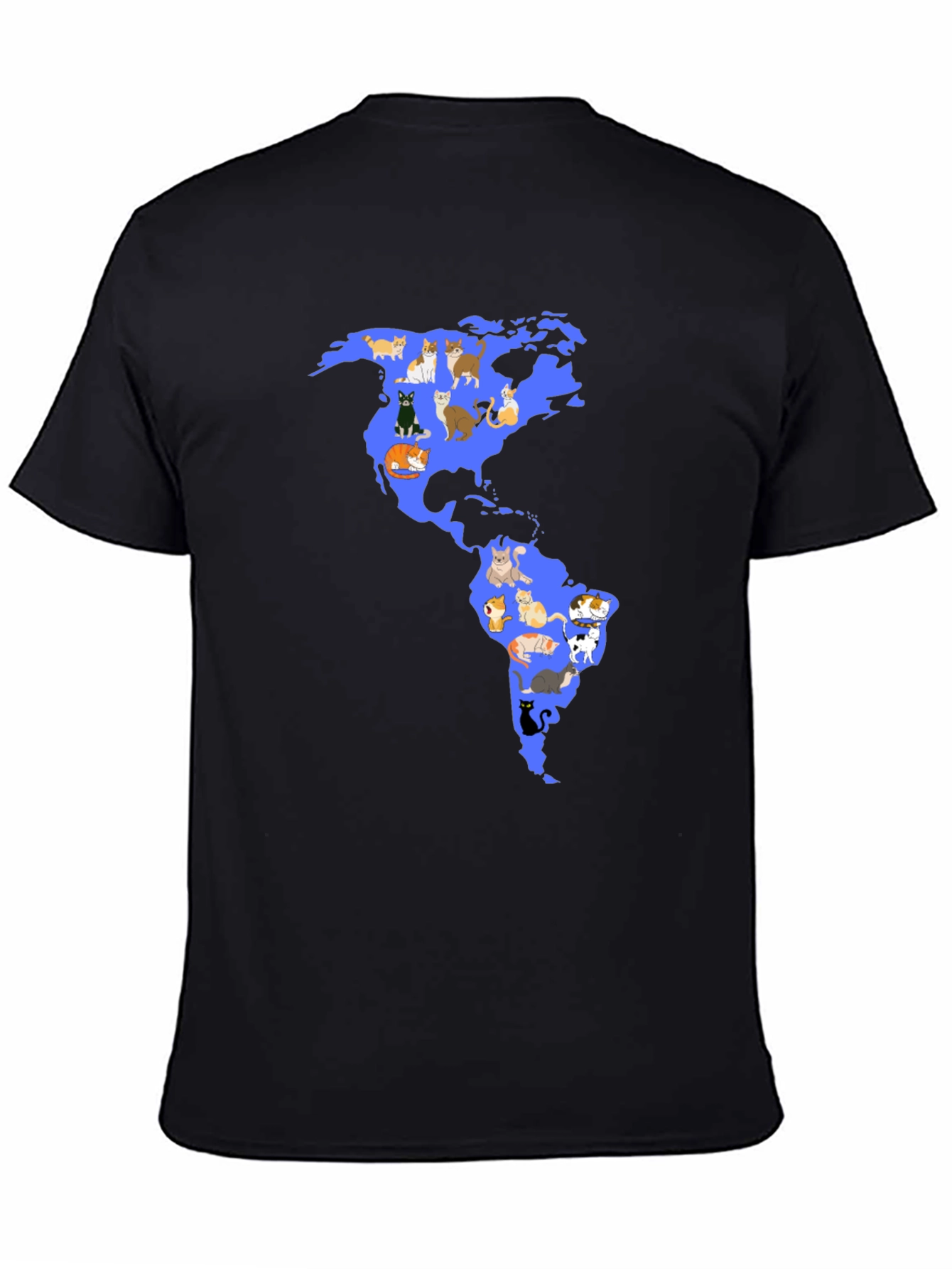 Black Cat Map Graphic T-Shirt - Black view 4
