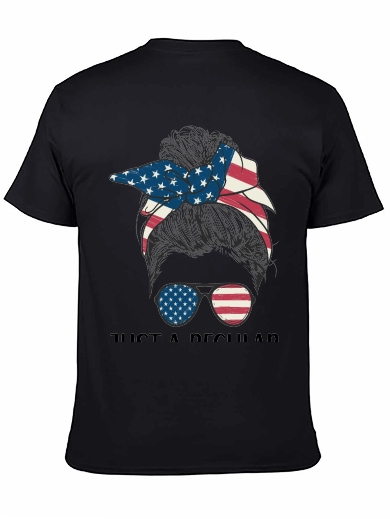 Black Patriotic Messy Bun T-Shirt view 4