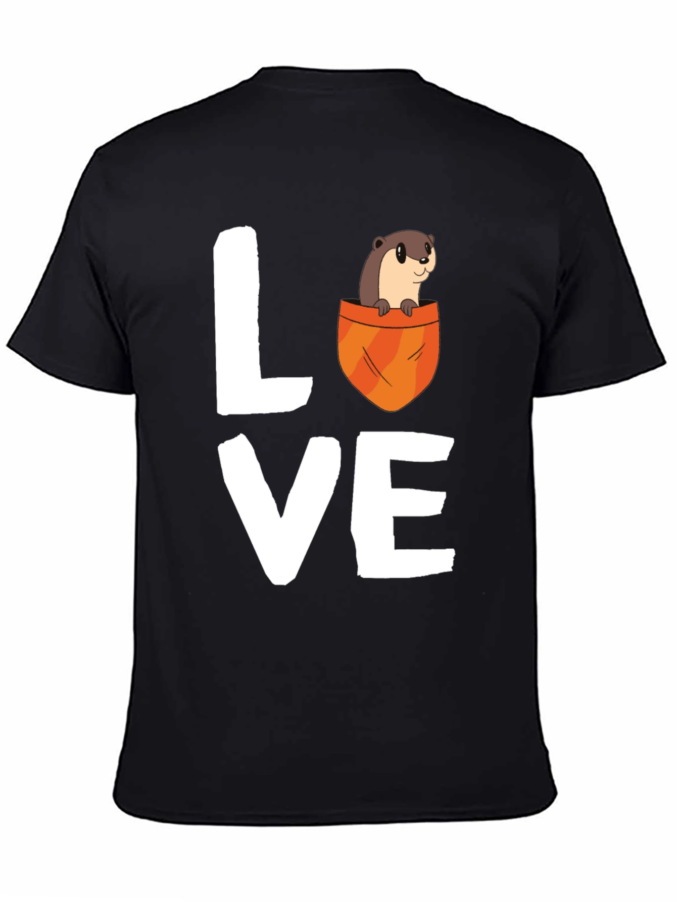 Black Otter Love Graphic T-Shirt - Unisex Cotton Tee view 4