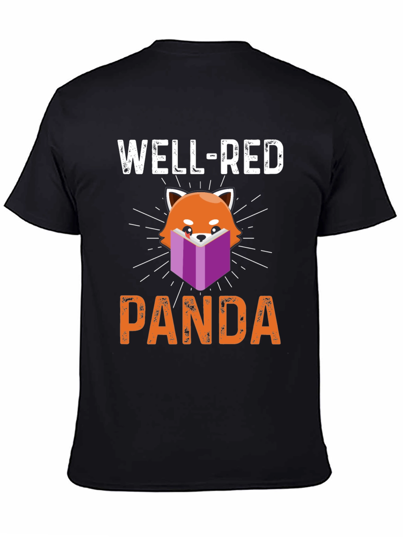 Black Well-Red Panda T-Shirt - Book Lover Tee view 4