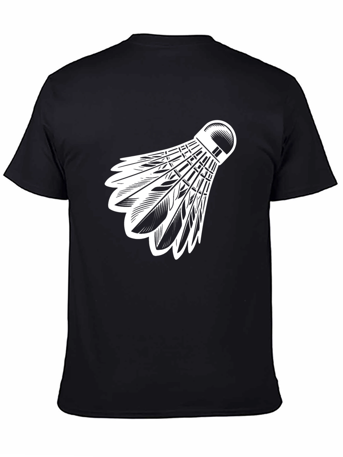 Black Badminton Shuttlecock Graphic Tee view 4