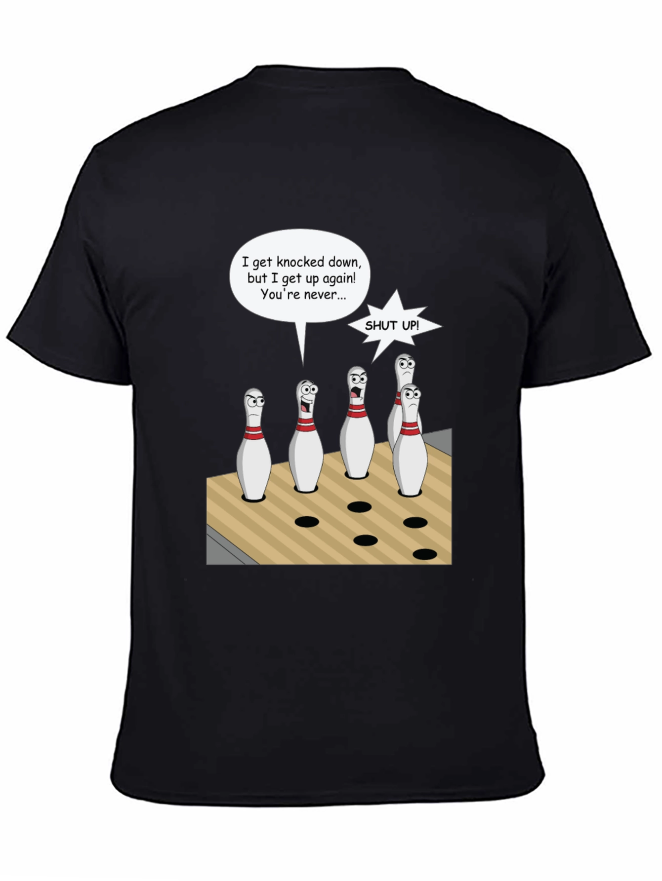 Black Bowling Pin Cartoon T-Shirt view 4