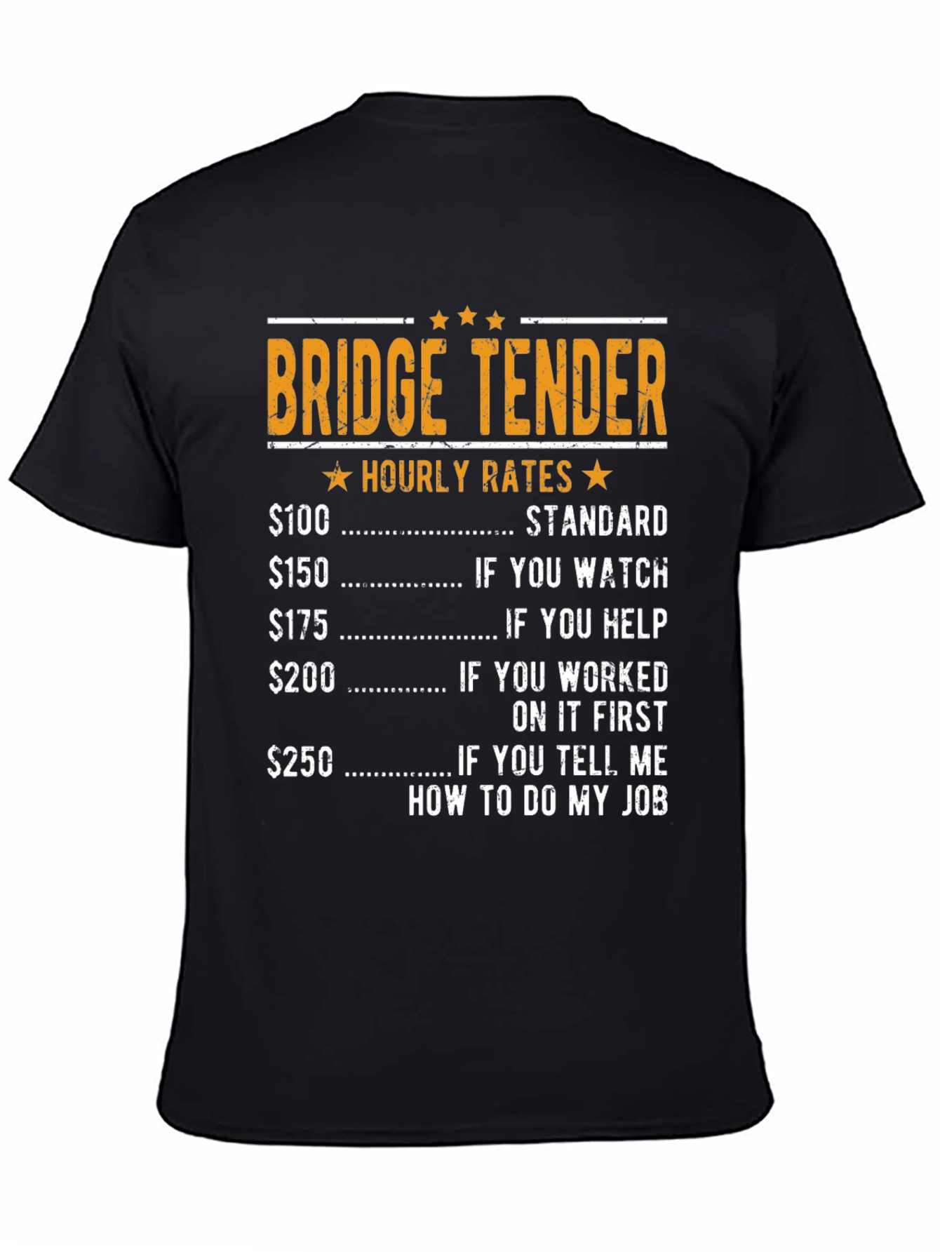 Black Bridge Tender Hourly Rates Graphic T-Shirt view 4