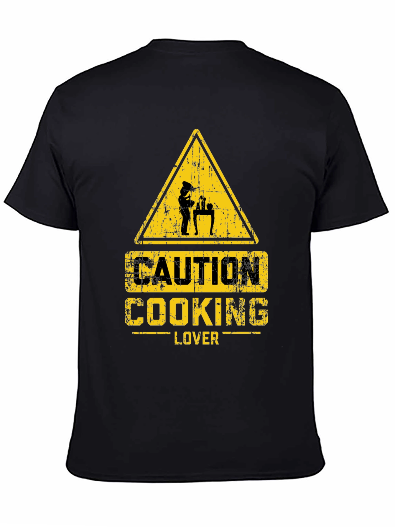 Black Caution Cooking Lover T-Shirt - Black view 4