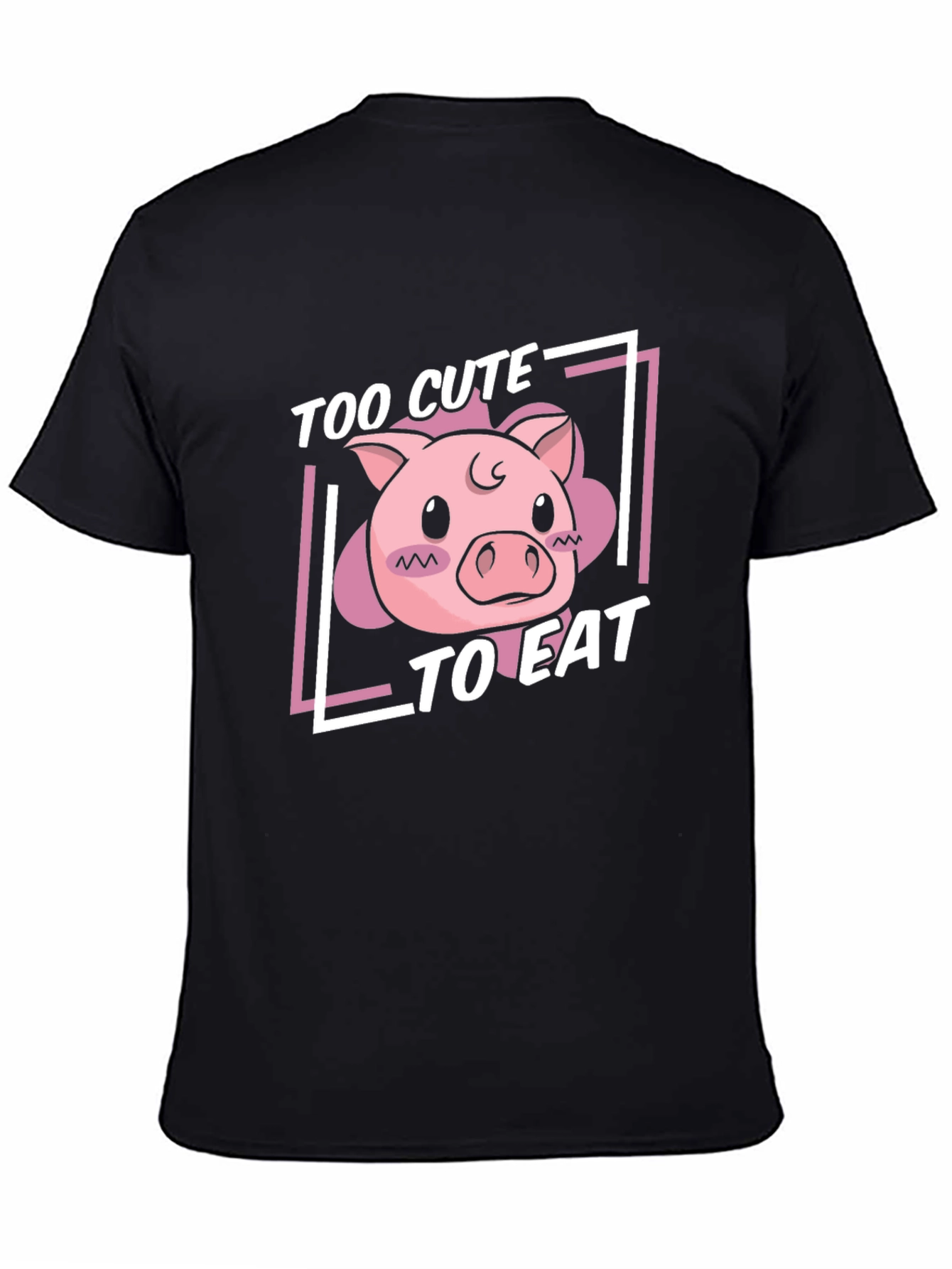 Black Cute Pig T-Shirt - Too Cute To Eat view 4