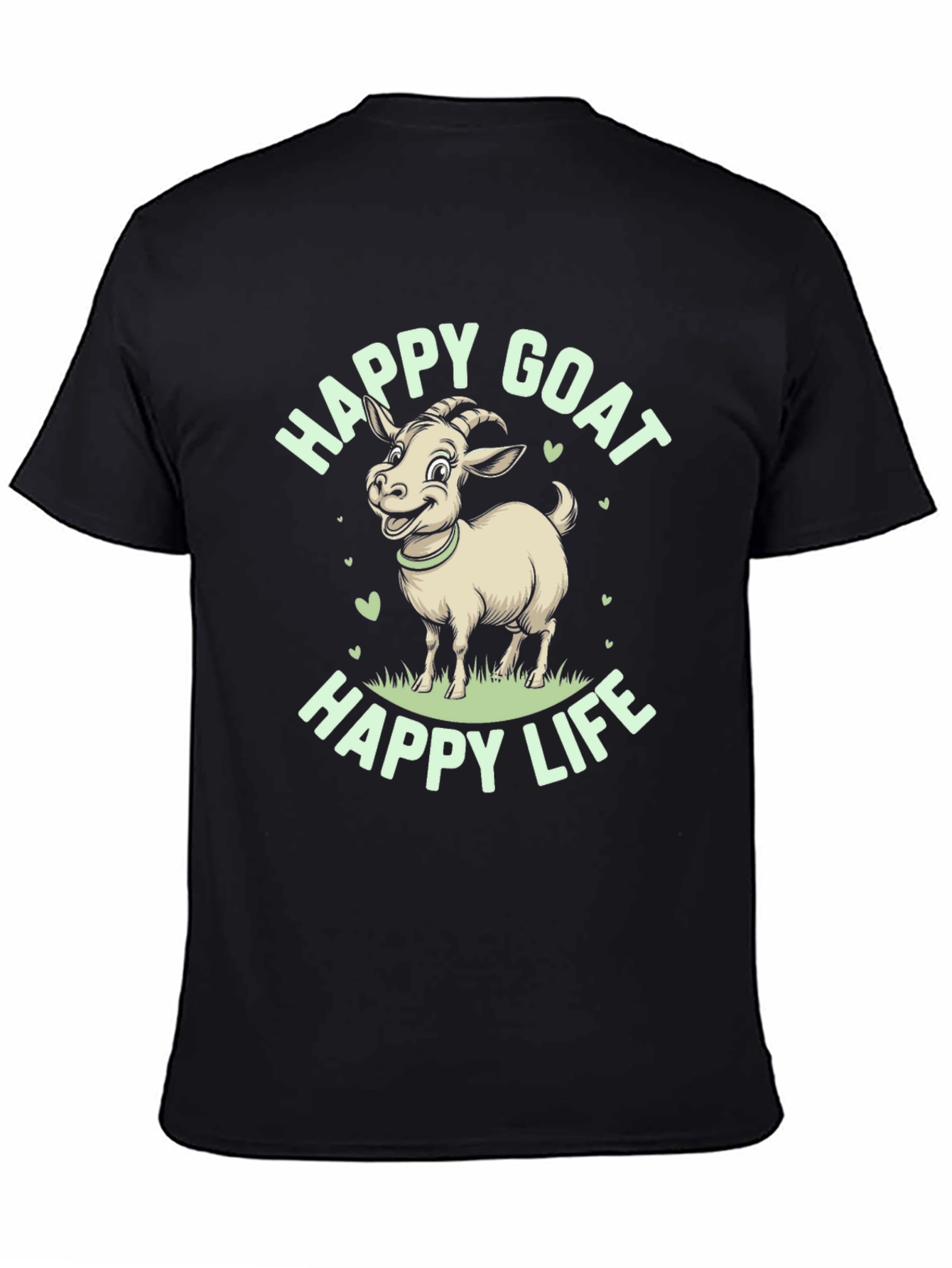 Black Happy Goat Graphic Tee - Black Cotton T-Shirt view 4