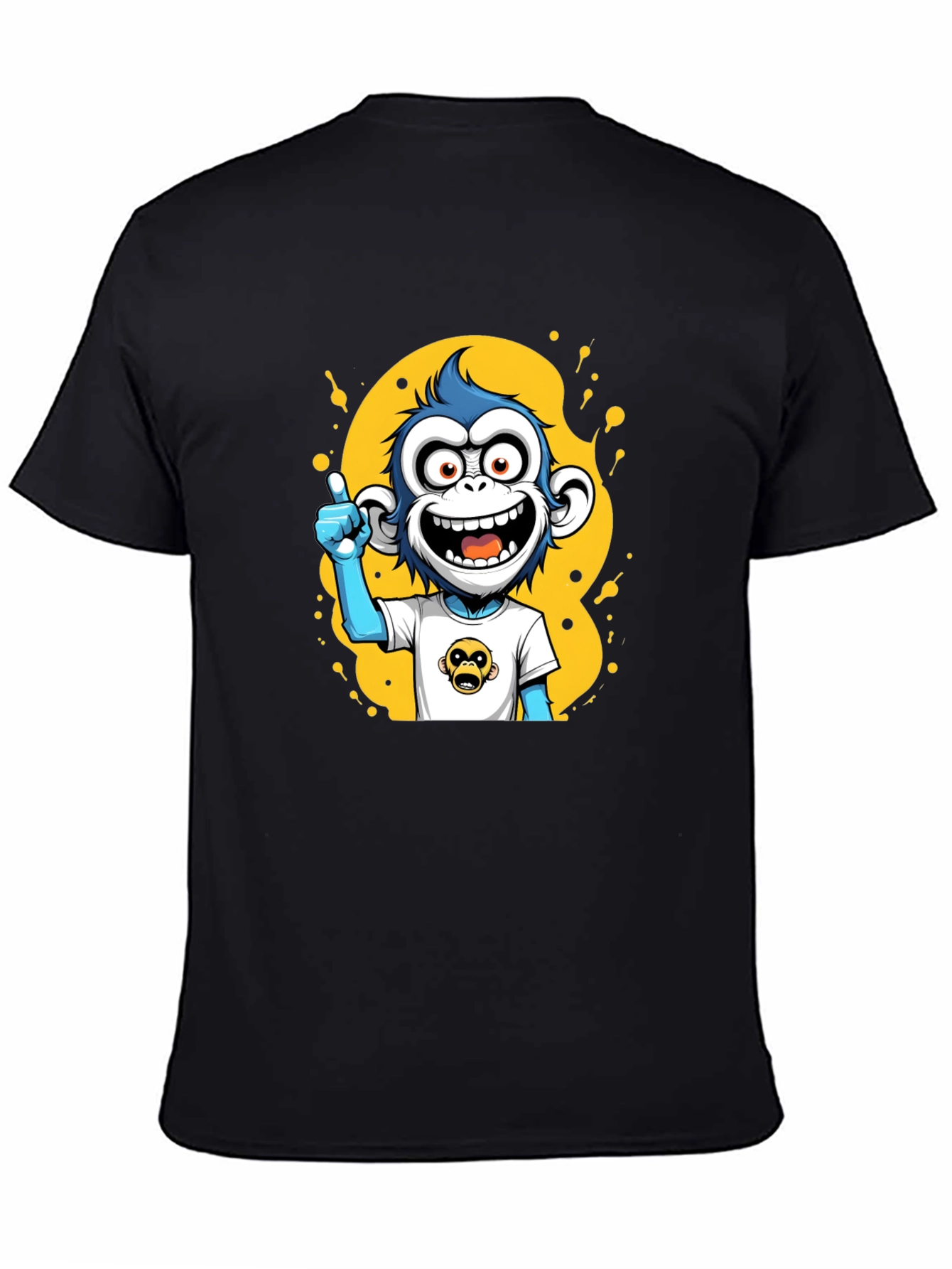 Black Cartoon Monkey Graphic Black T-Shirt view 4
