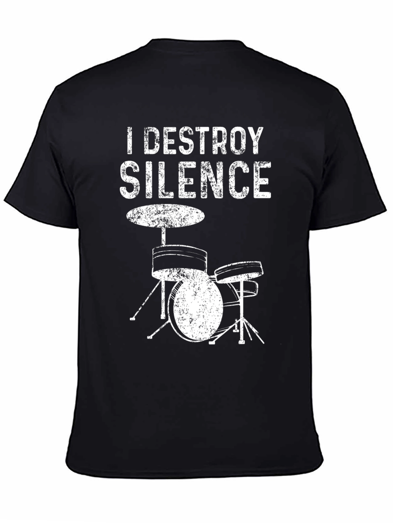 Black I Destroy Silence T-Shirt - Drum Kit Graphic Tee view 4