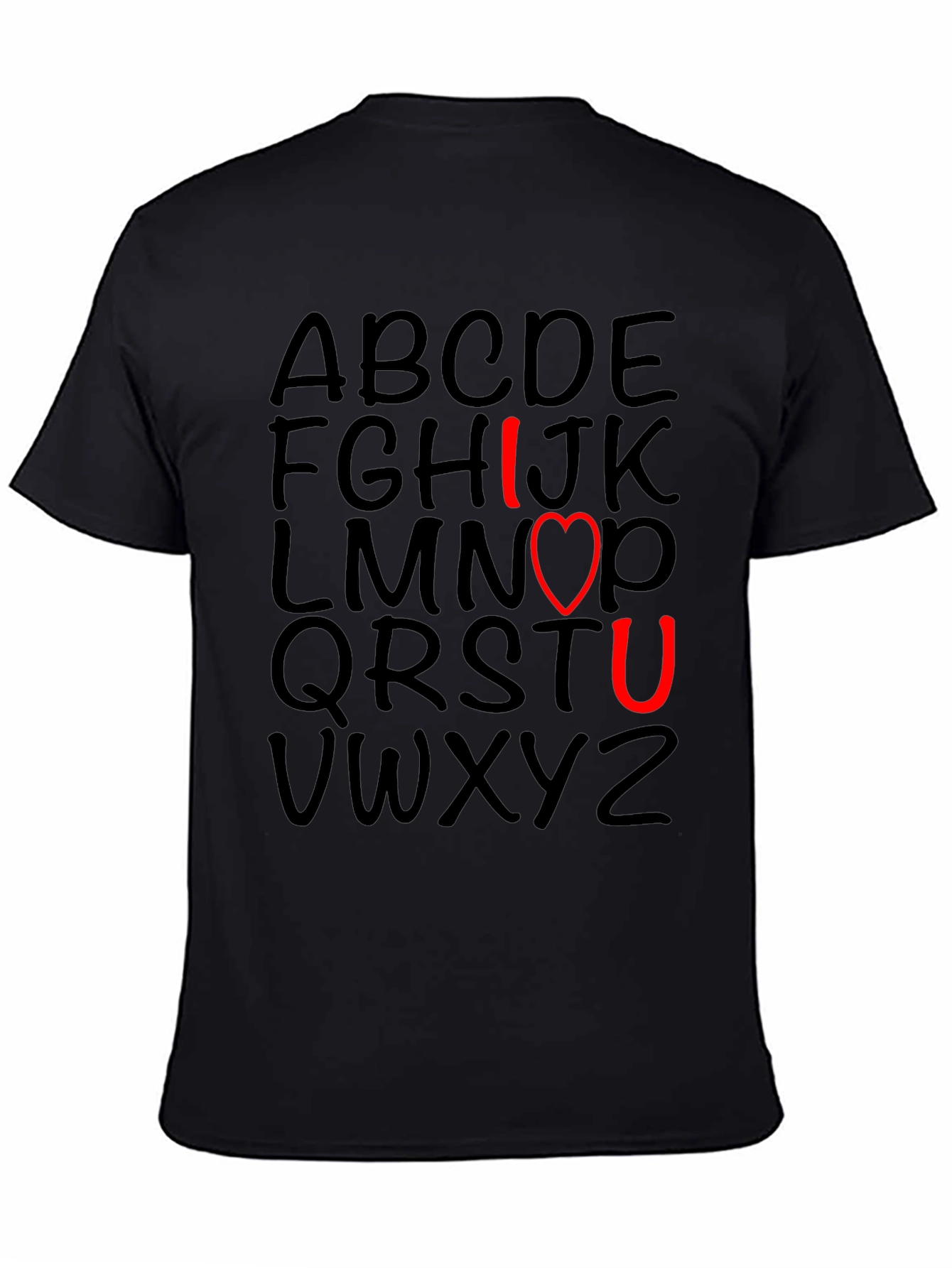 Black I Love You T-Shirt with Alphabet Design view 4