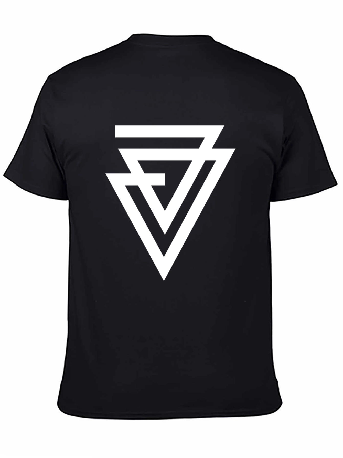 Black Geometric Triangle T-Shirt - Modern Black Tee view 4