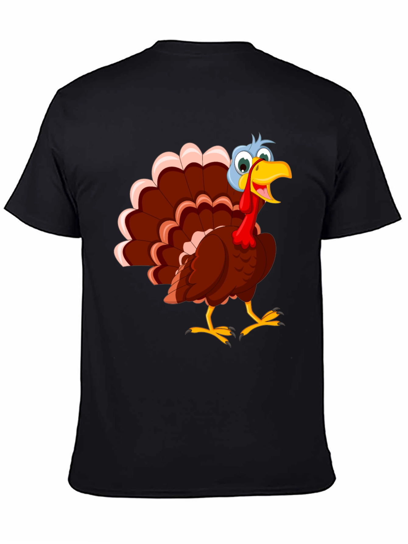 Black Thanksgiving Turkey Graphic Tee - Unisex Black T-Shirt view 4