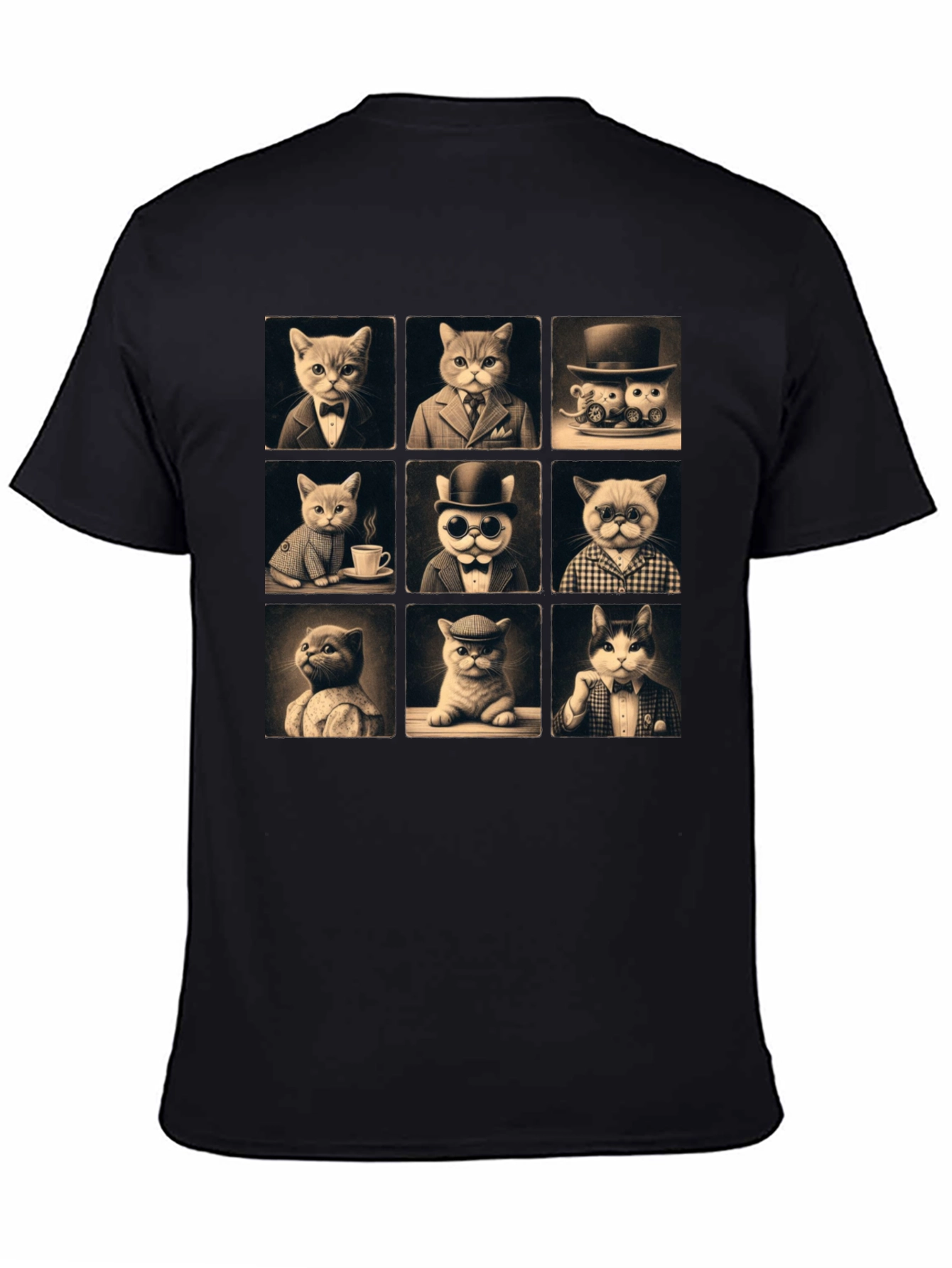 Black Dapper Cats T-Shirt view 4