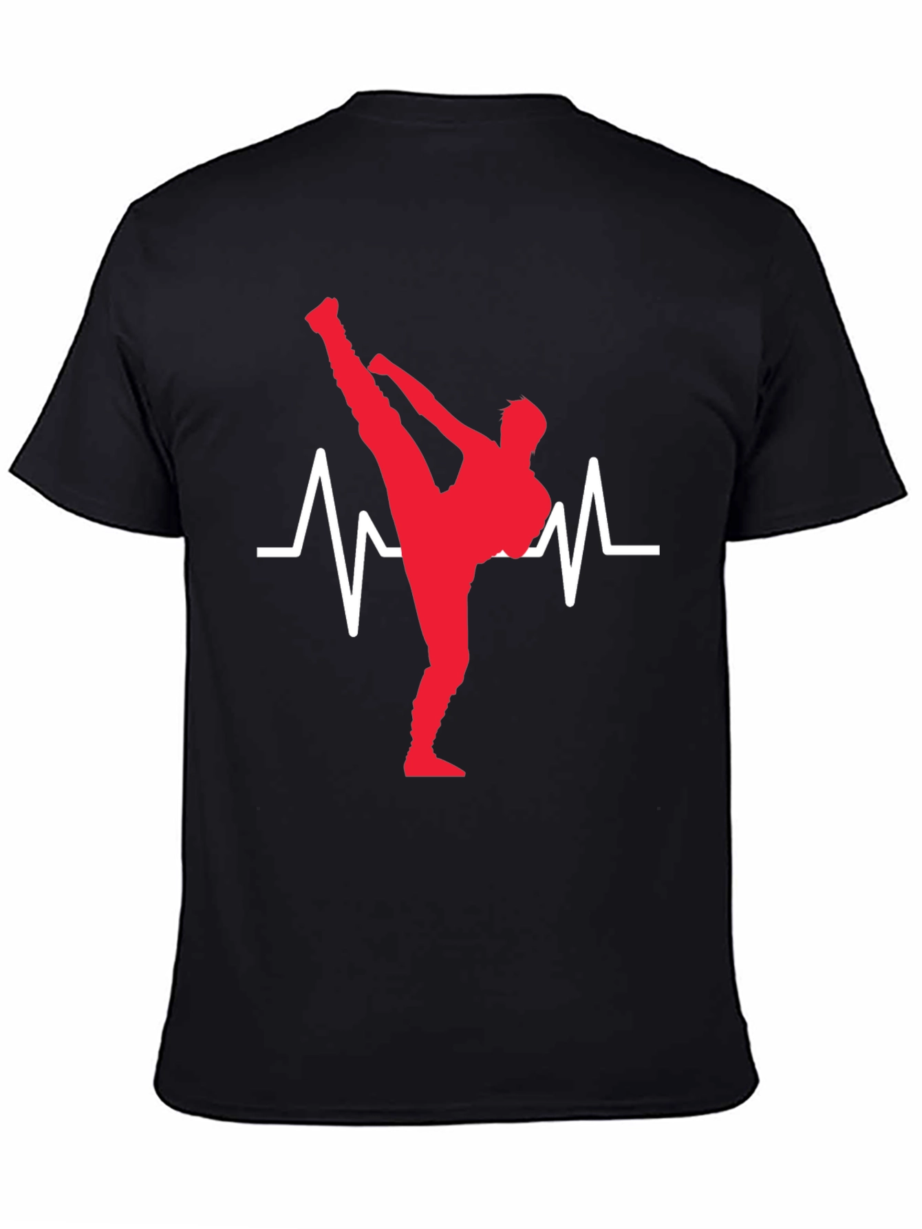 Black Martial Arts Heartbeat T-Shirt - Black view 4