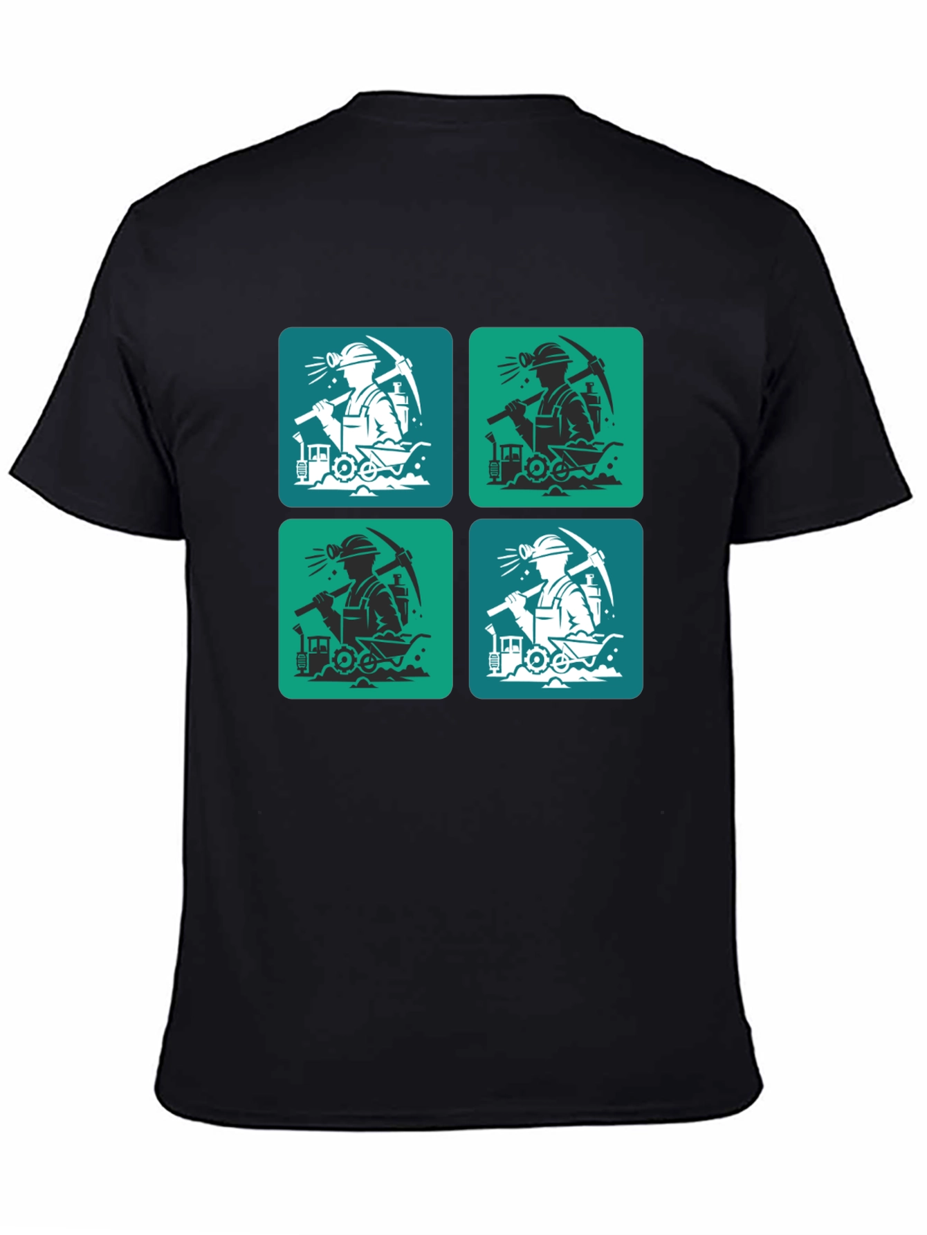 Black Mining Crew T-Shirt - Unique Graphic Tee view 4