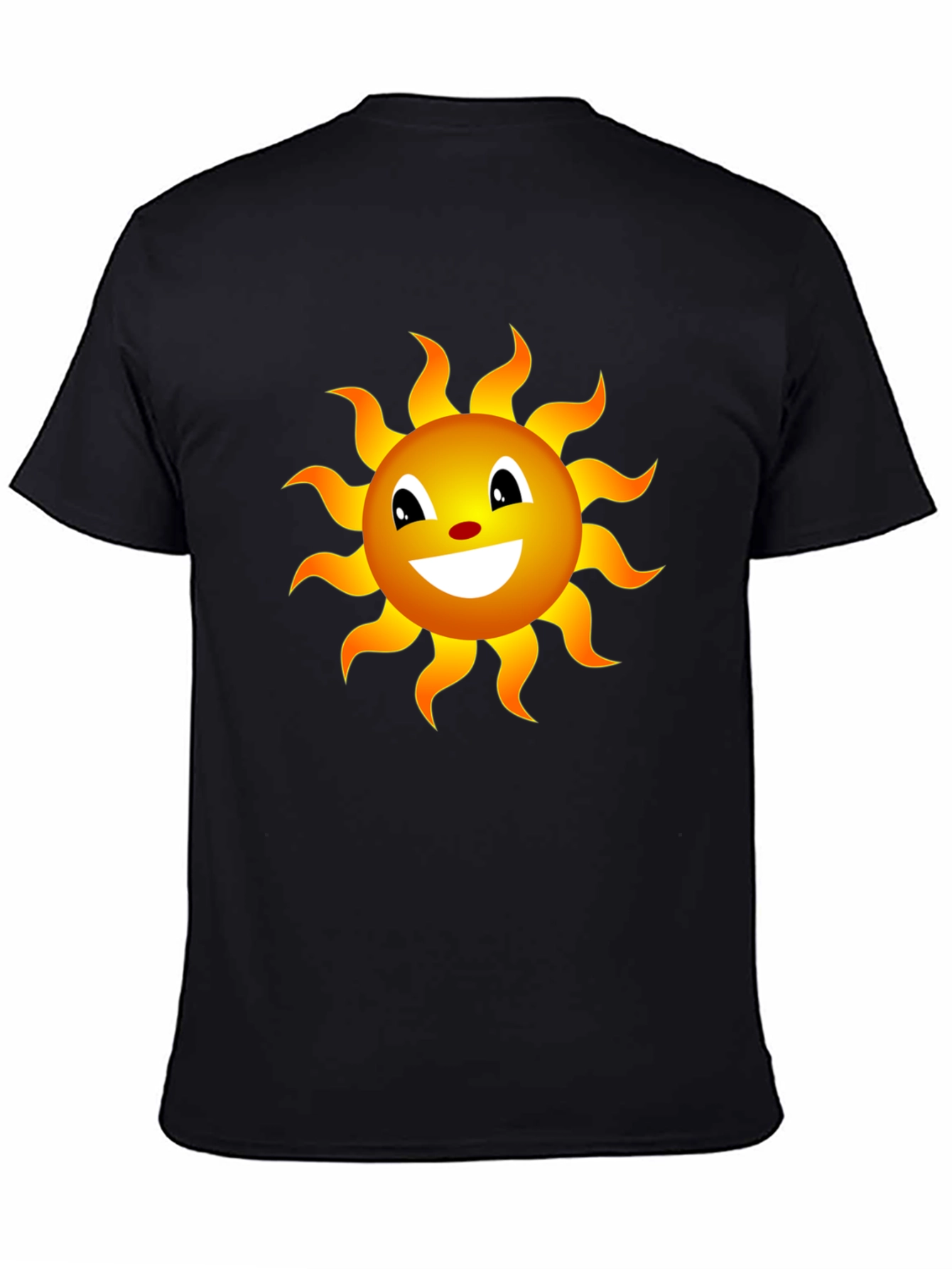 Black Smiling Sun Graphic Tee - Black Cotton Blend Shirt view 4