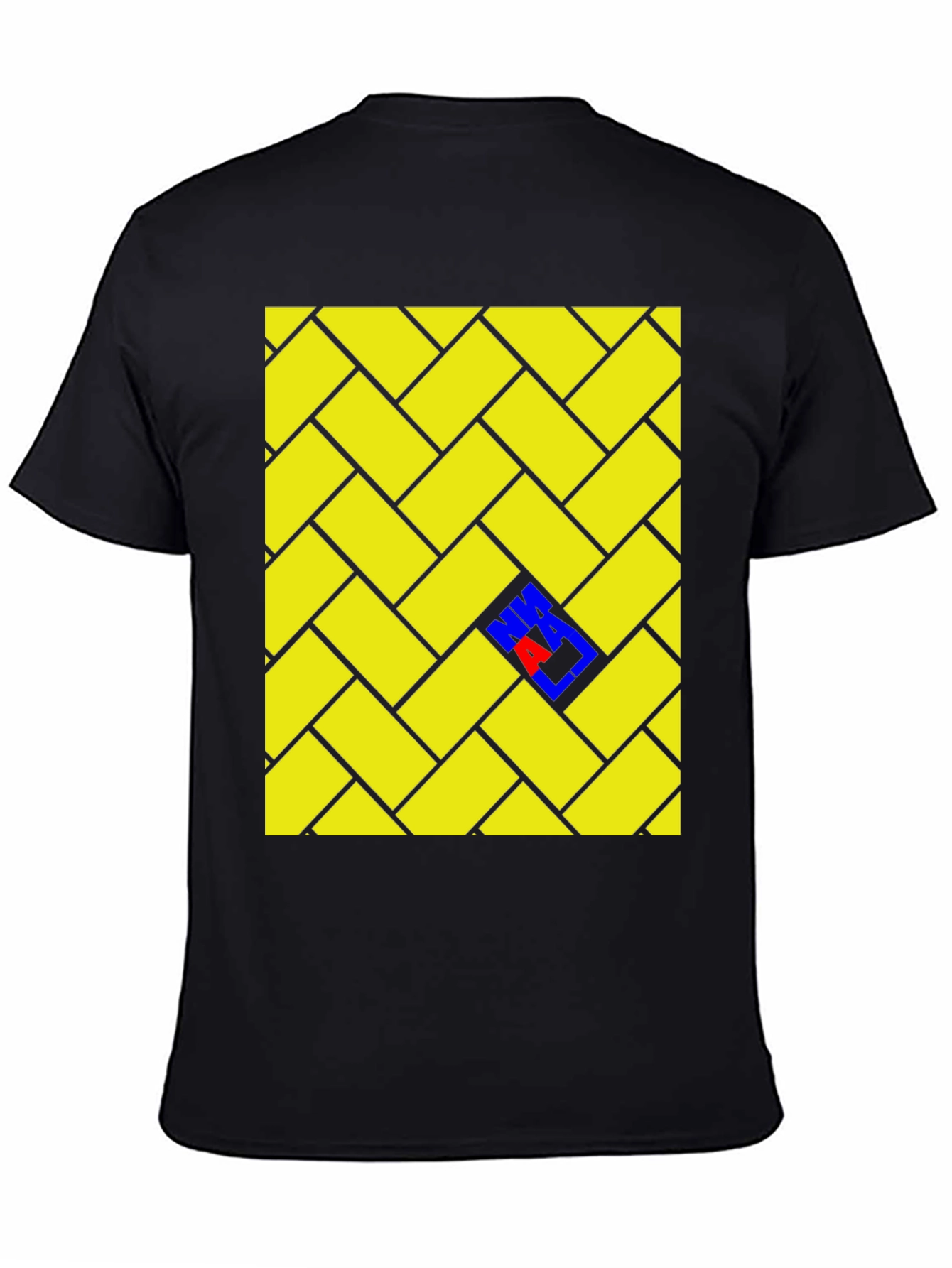 Black Herringbone Patterned T-Shirt with Color Accent view 4