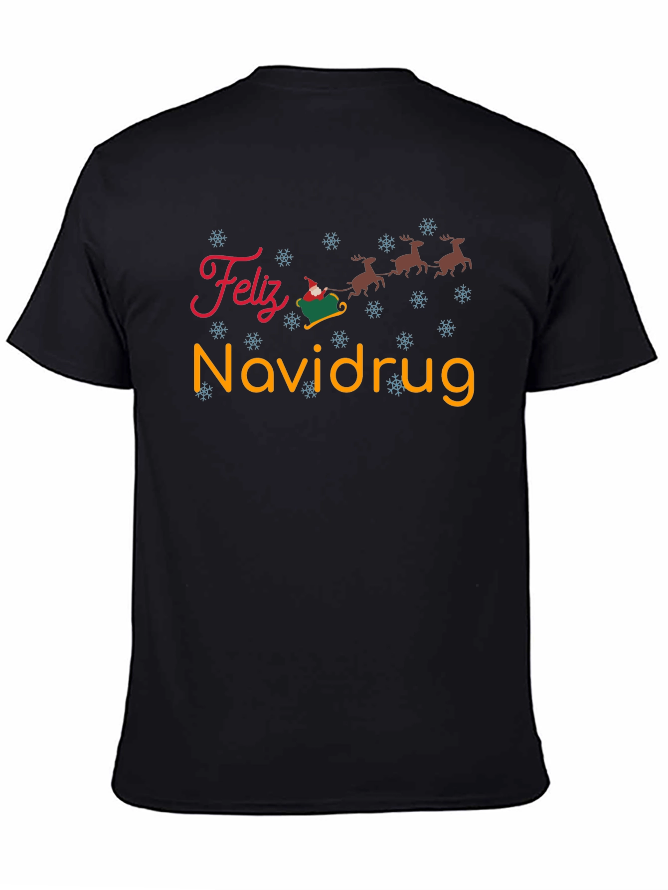Black Feliz Navidrug Christmas T-Shirt view 4