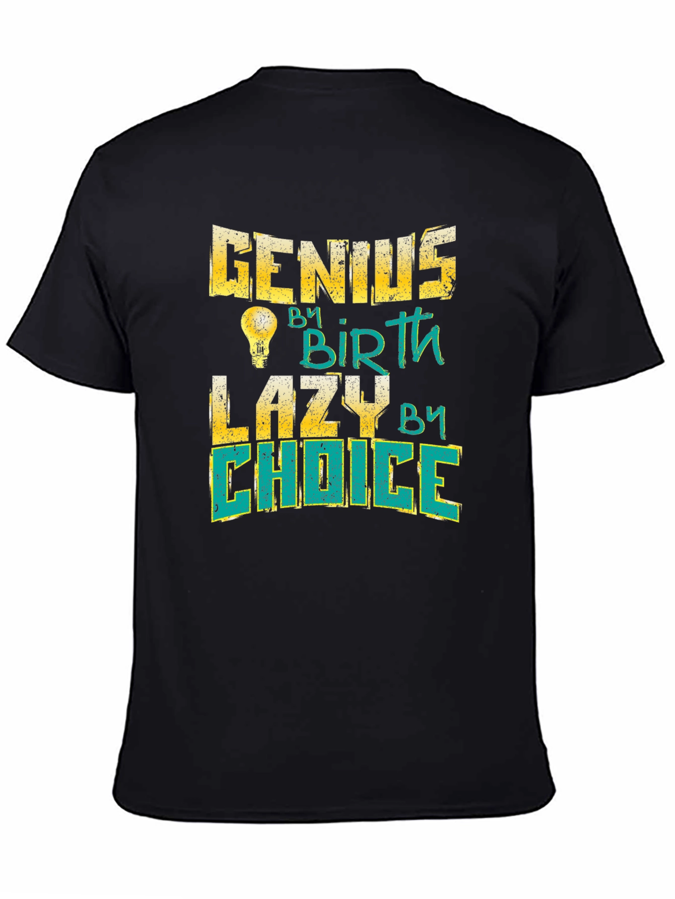 Black Genius By Birth Lazy By Choice Black T-Shirt view 4