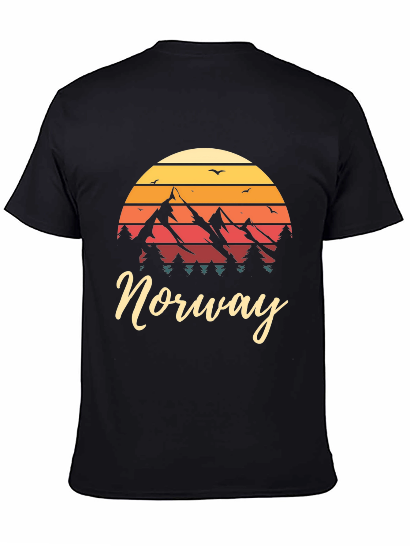 Black Norway Mountain Sunset Graphic Tee view 4