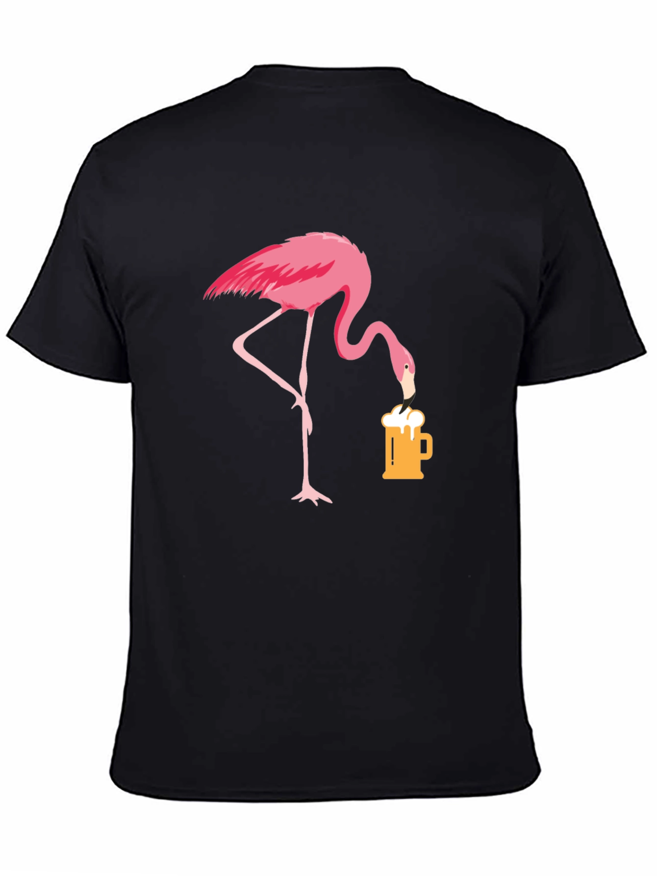 Black Flamingo Beer Lover T-Shirt - Casual Graphic Tee view 4