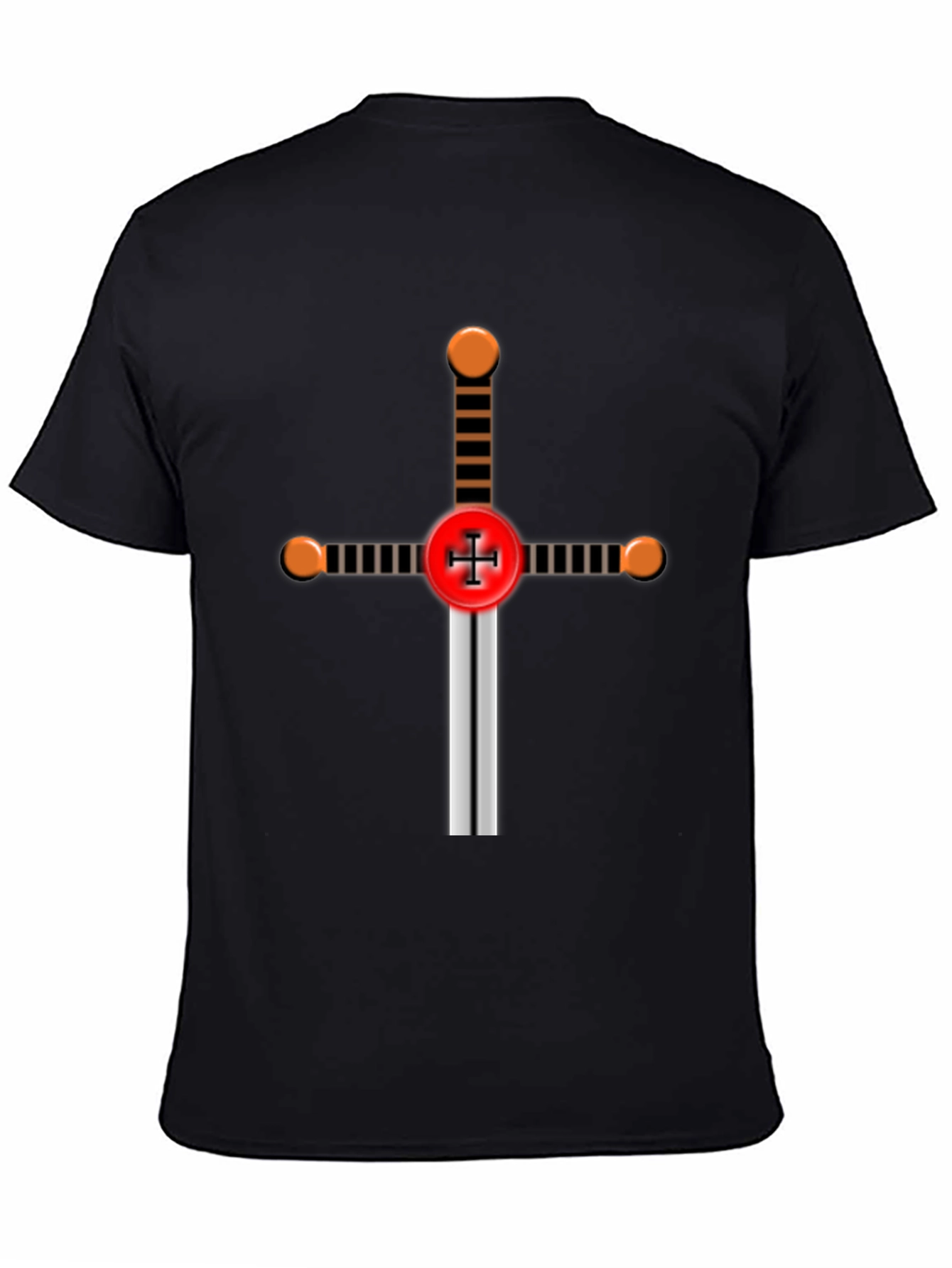 Black Crusader Knight Sword Graphic T-Shirt view 4