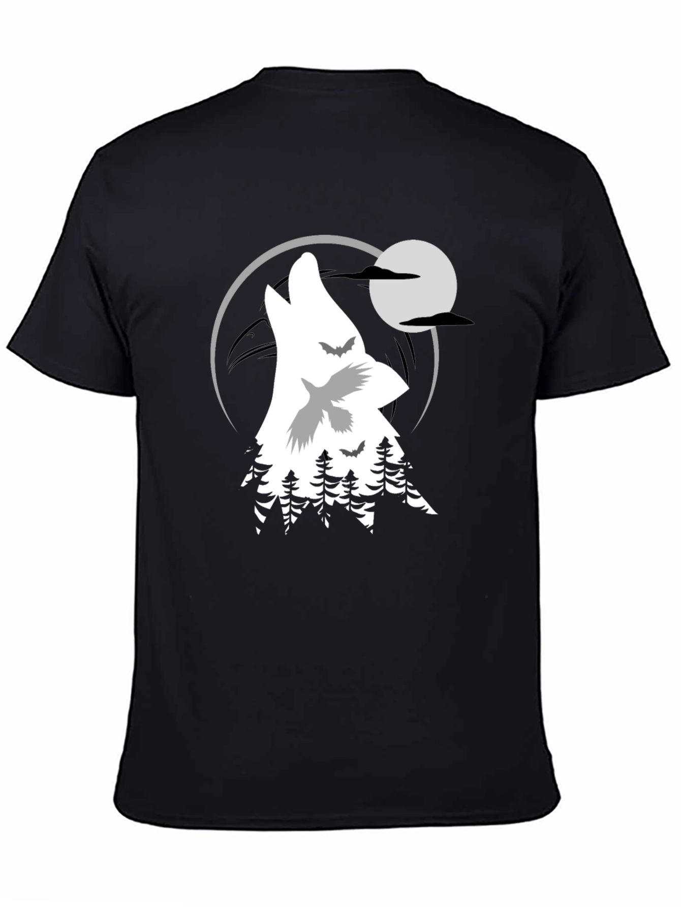 Black Wolf Moon Graphic T-Shirt view 4