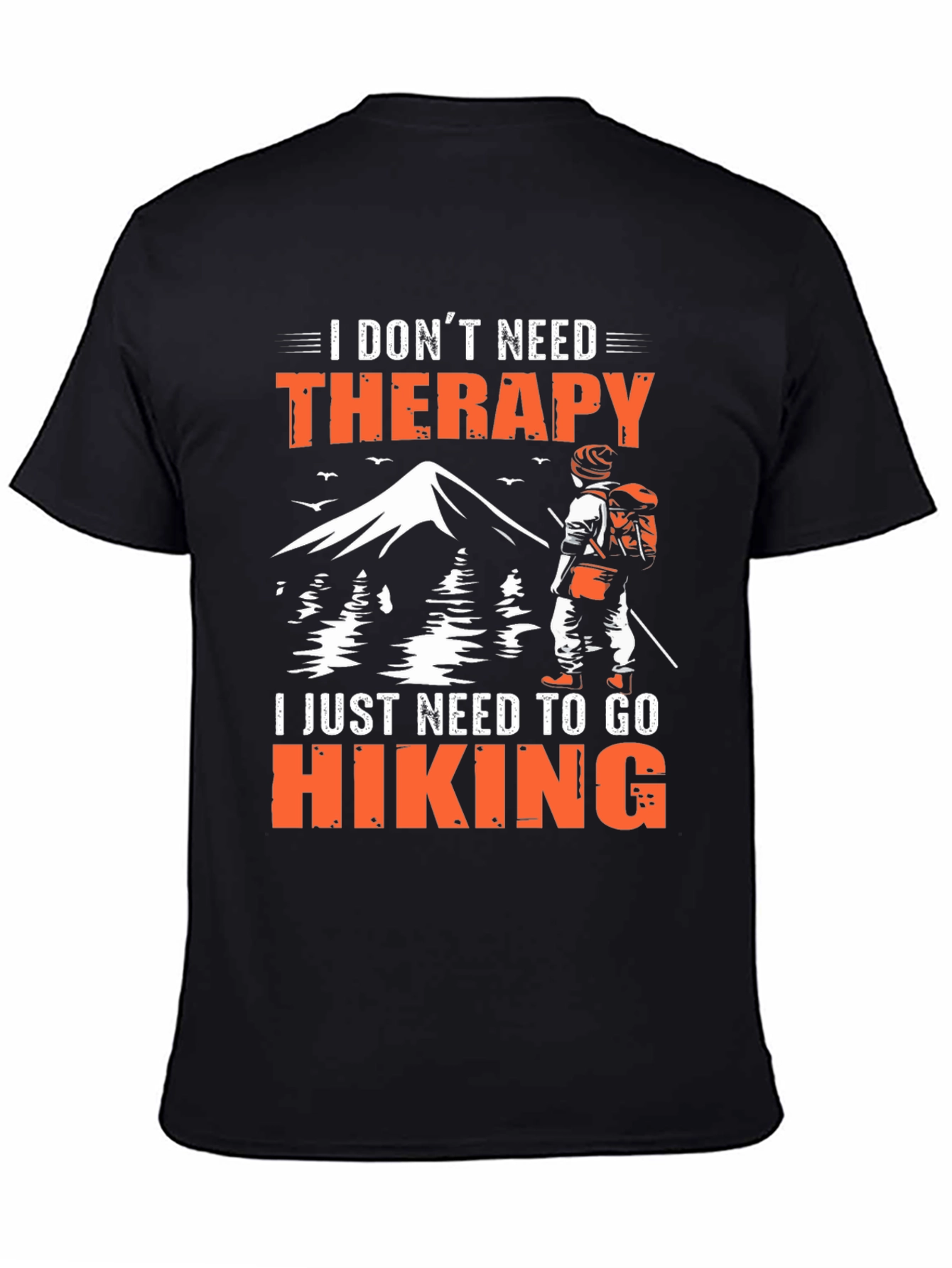 Black Hiking Therapy Graphic T-Shirt view 4