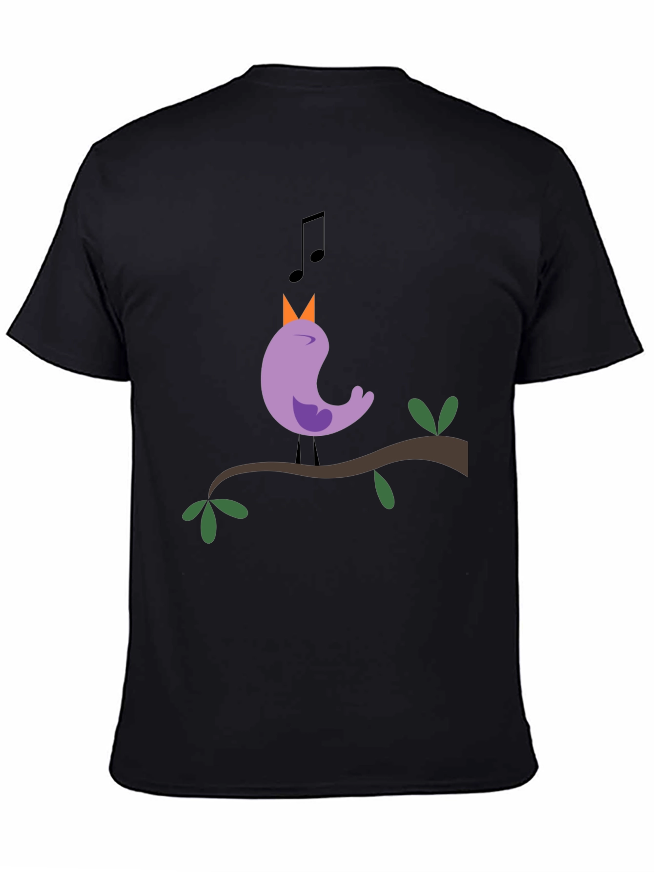 Black Singing Bird Graphic Tee - Black Cotton Blend view 4