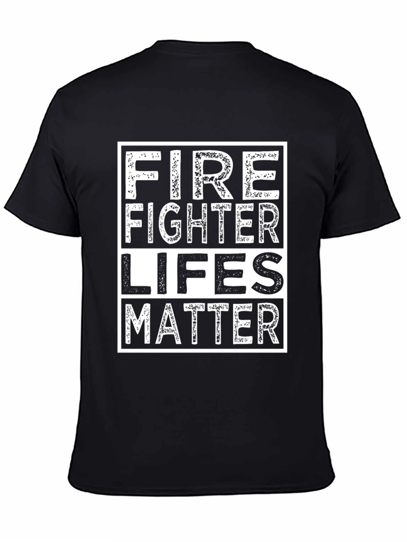 Black Firefighter Lives Matter T-Shirt - Black Cotton Tee view 4