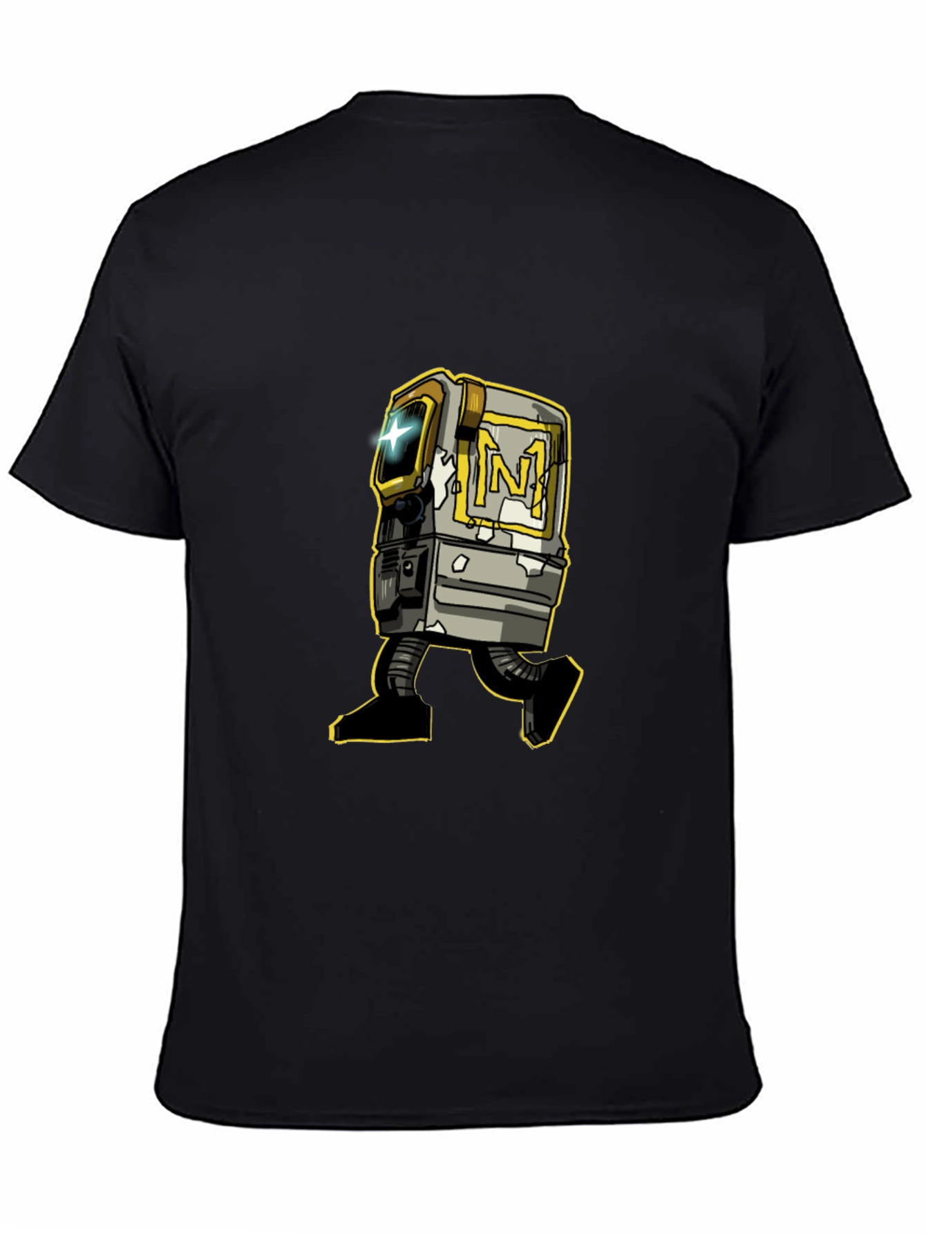 Black Retro Robot Graphic Tee - Stylish Black T-Shirt view 4