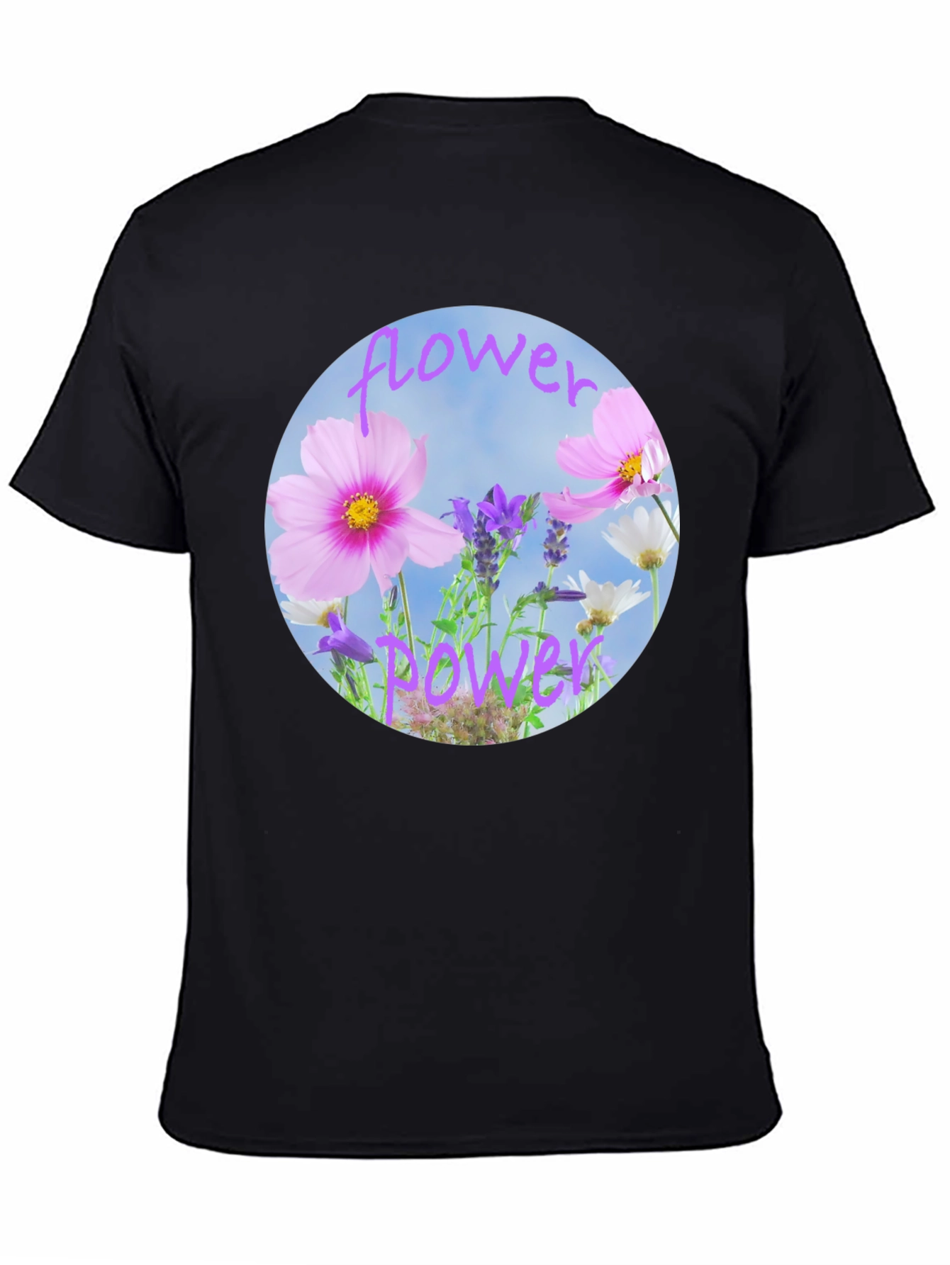 Flower Power Graphic Tee - Black Cotton T-Shirt - 4