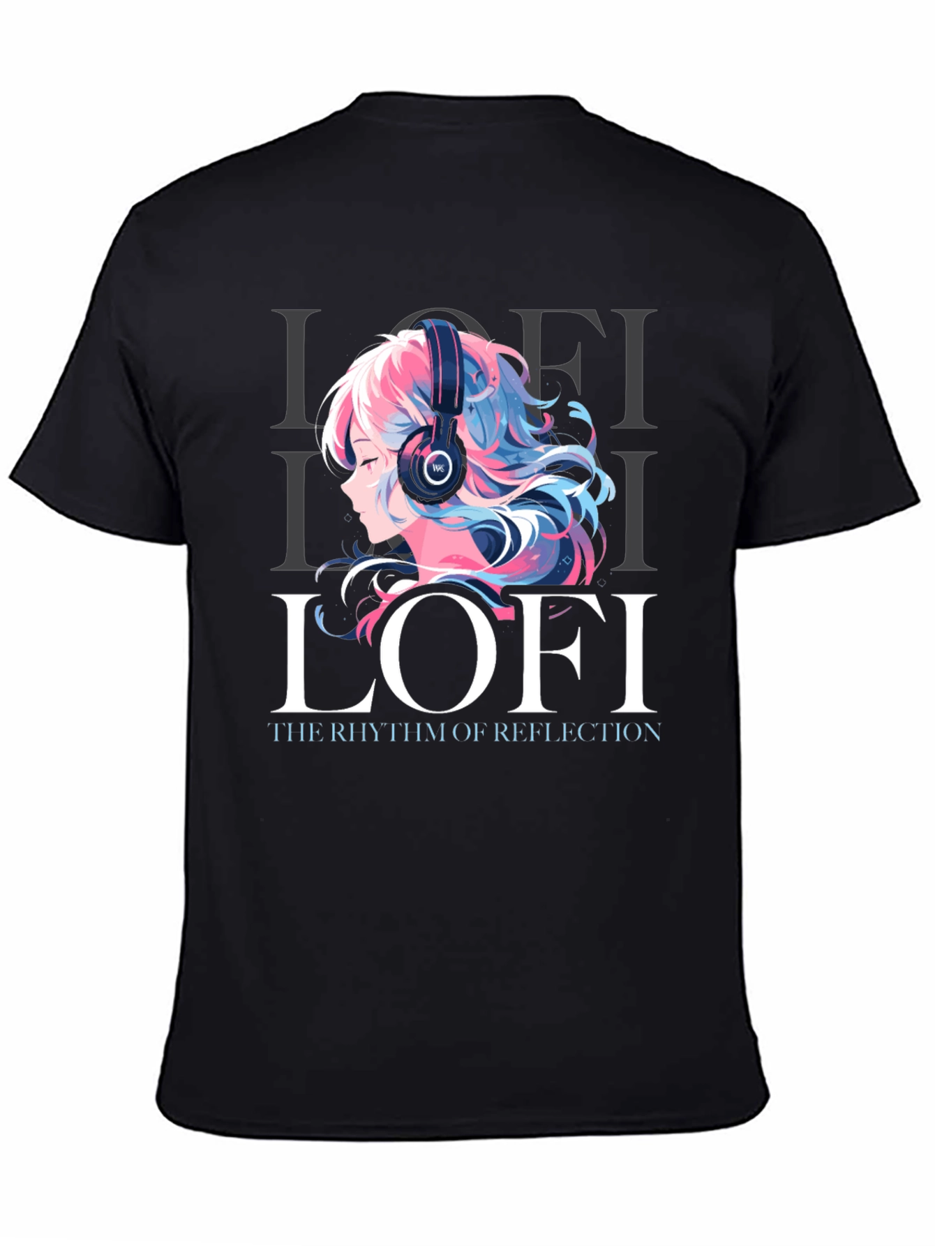 Black Lofi Anime Girl Graphic Tee - Comfortable Unisex T-Shirt view 4