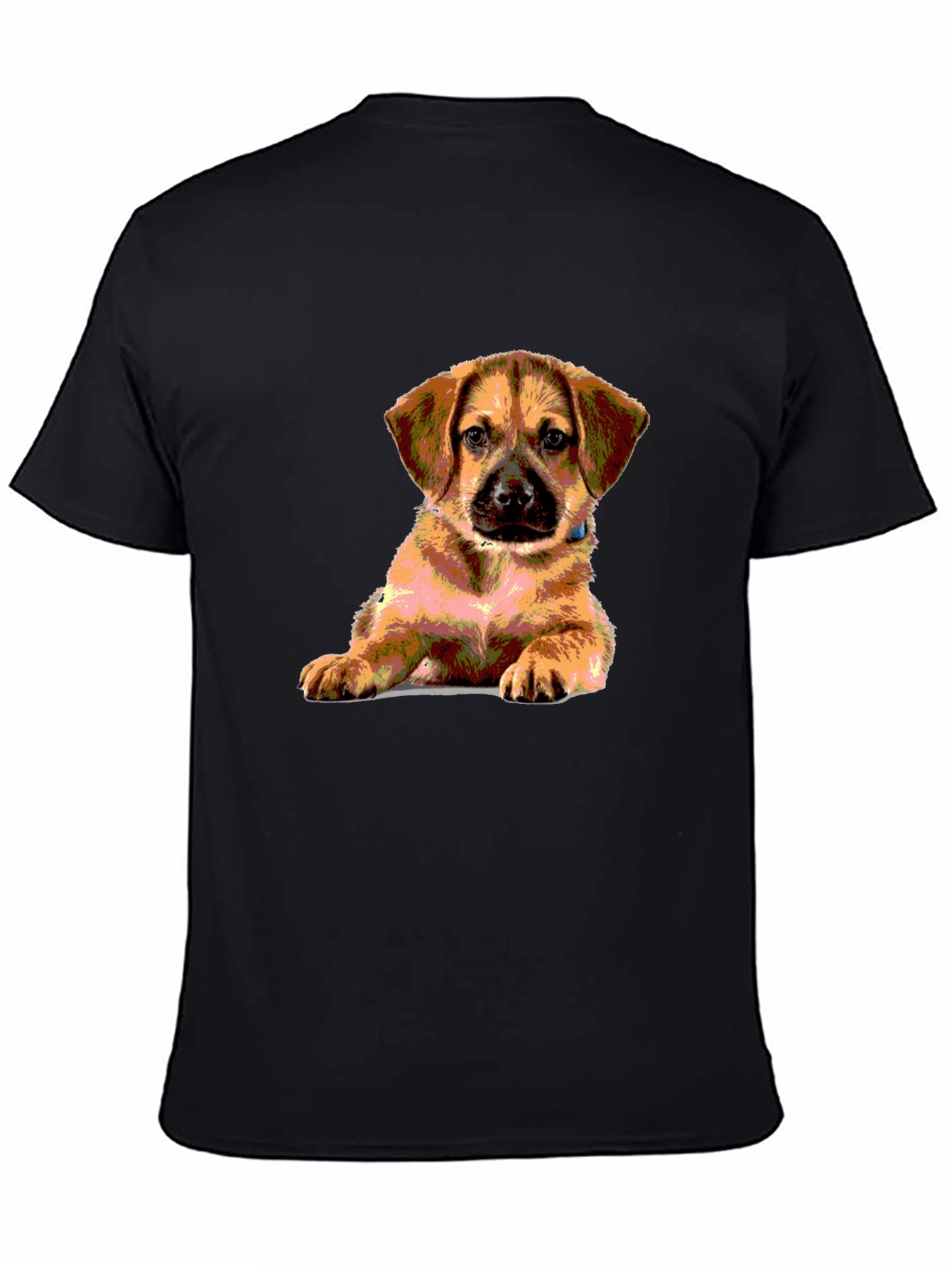 Black Puppy Print Black T-Shirt - Cute Dog Lover Tee view 4