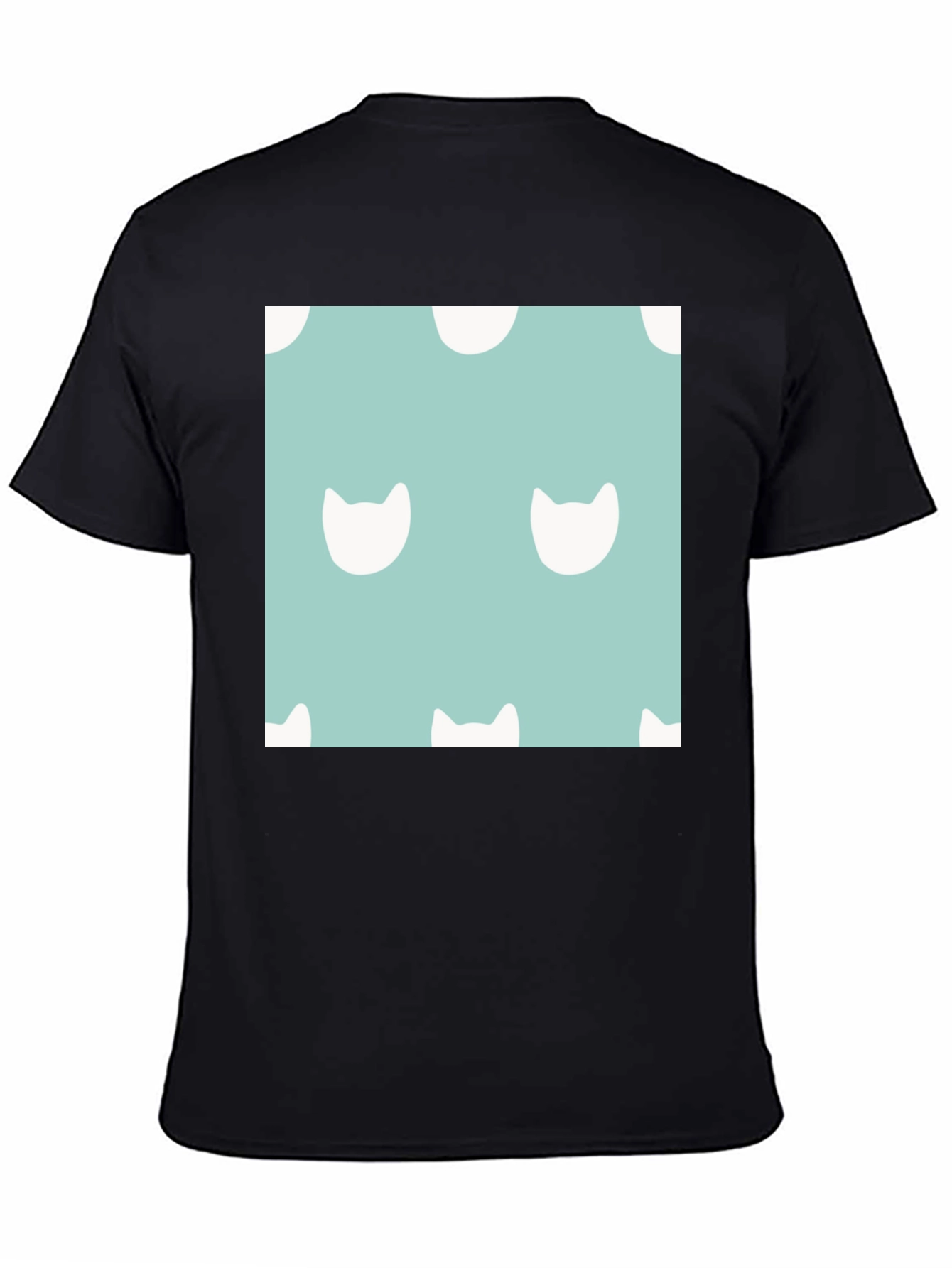 Black Cute Cat Pattern T-Shirt view 4