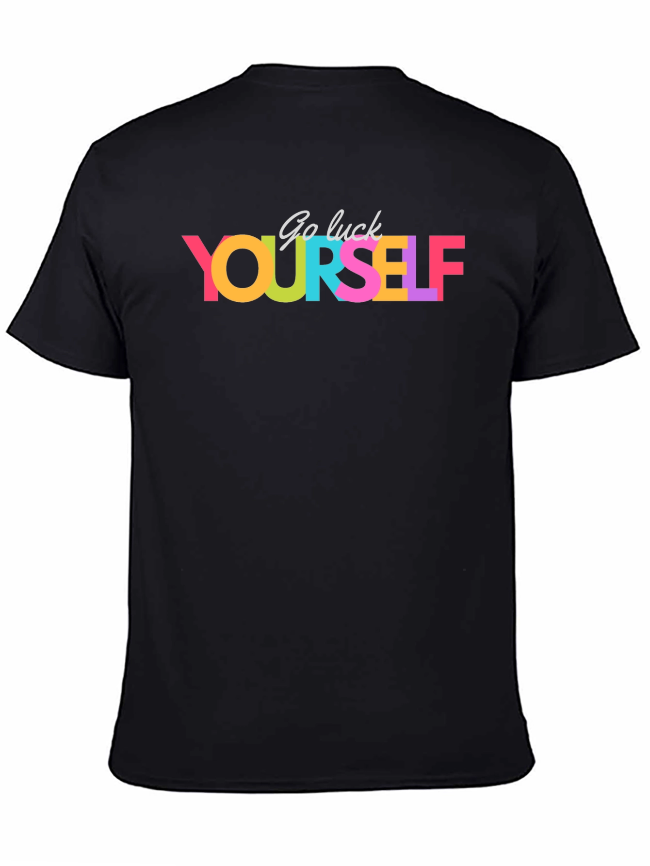 Black Go Luck Yourself Colorful Graphic T-Shirt view 4