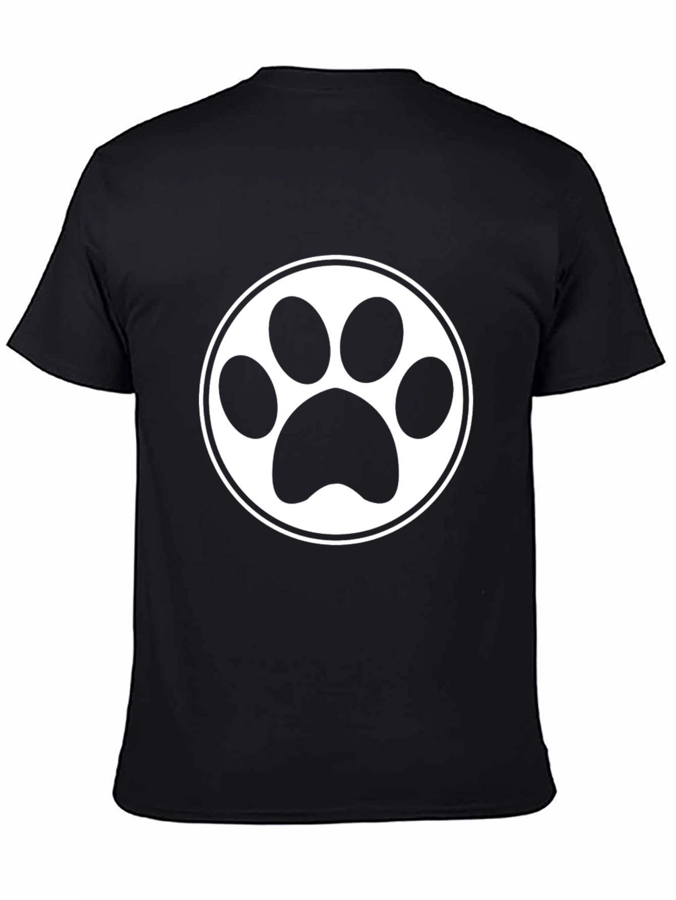Black Paw Print T-Shirt - Black Short Sleeve Crew Neck view 4