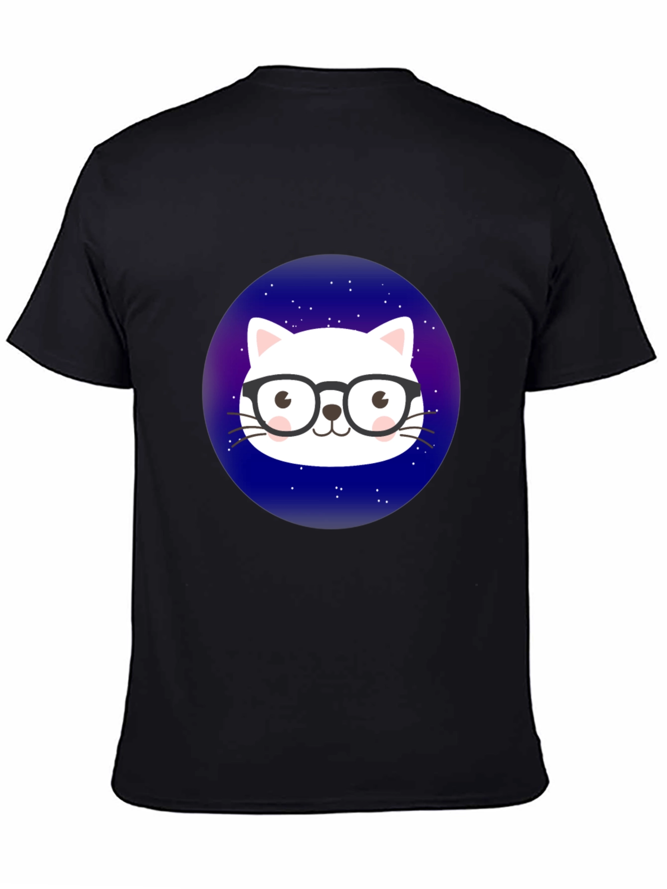 Black Cool Cat in Space T-Shirt view 4