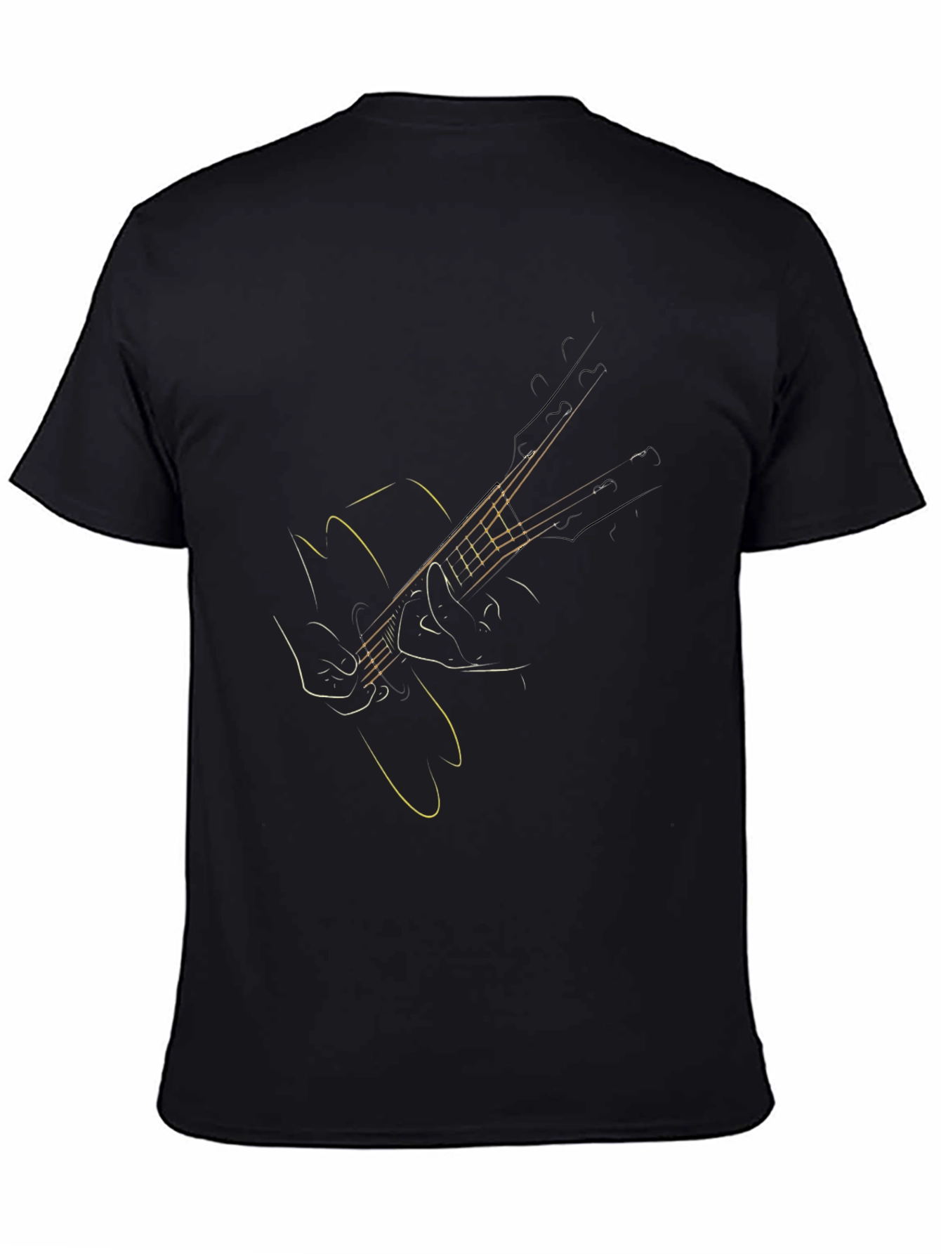 Black Guitar Outline Graphic Tee - Stylish Musician T-Shirt view 4