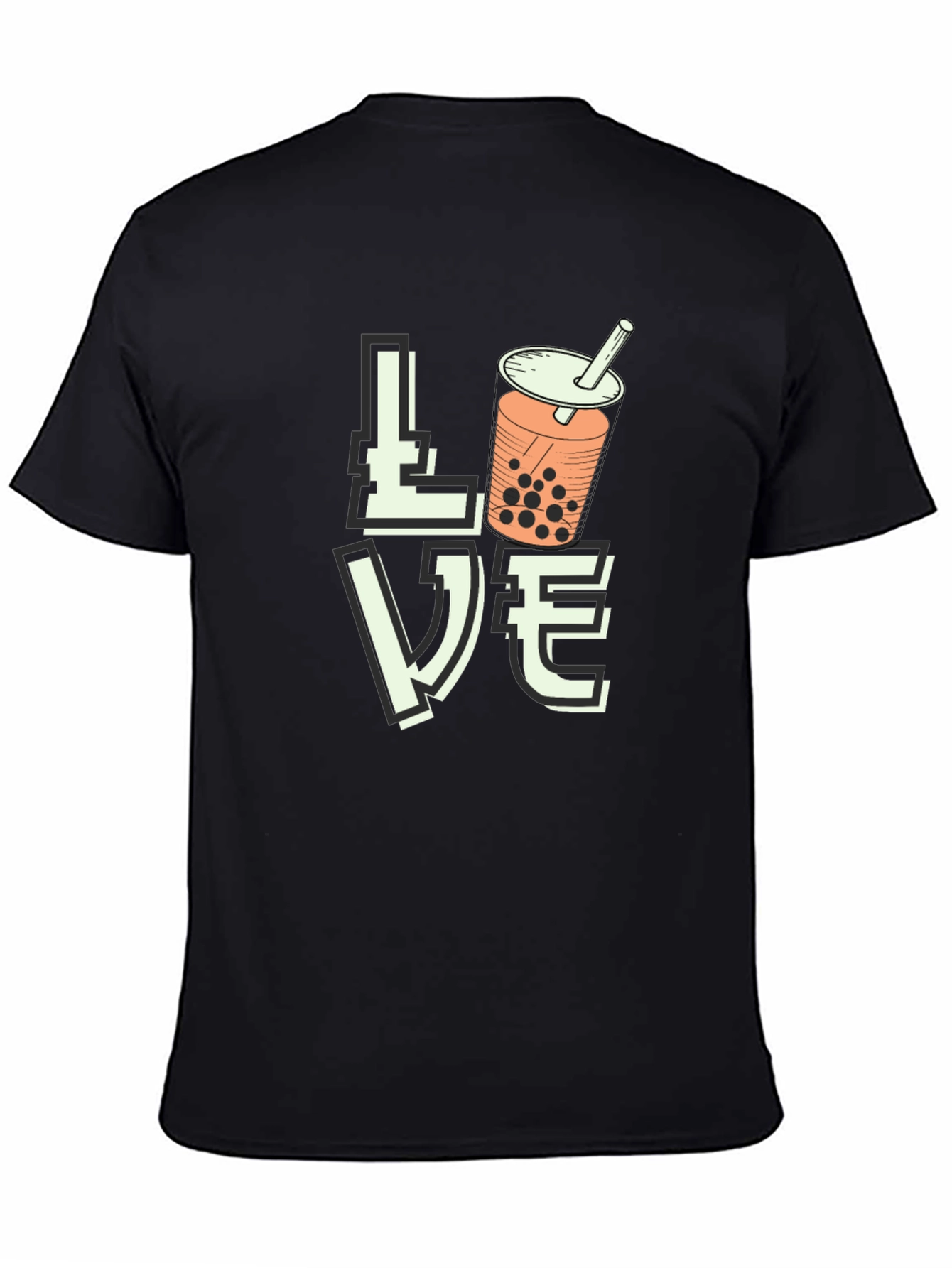 Black Love Bubble Tea Graphic T-Shirt - Black view 4