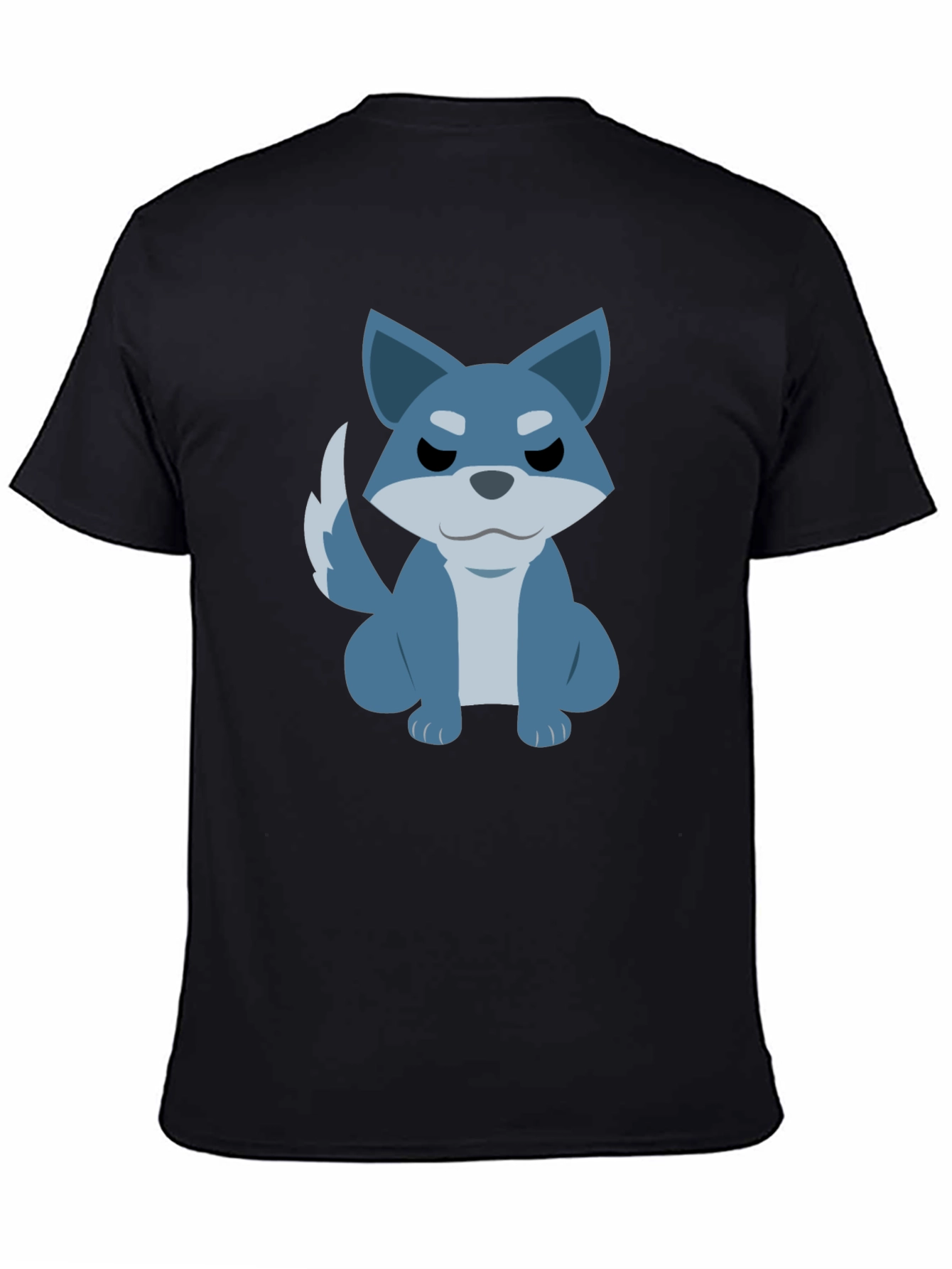 Black Cartoon Wolf Graphic Tee - Casual Black T-Shirt view 4