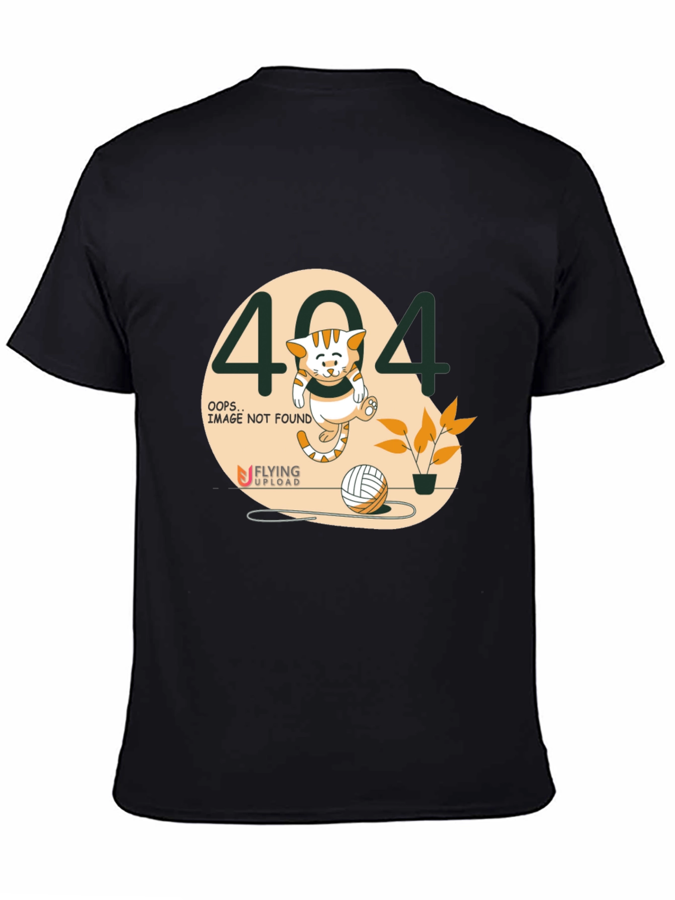 Black 404 Error Cat T-Shirt view 4