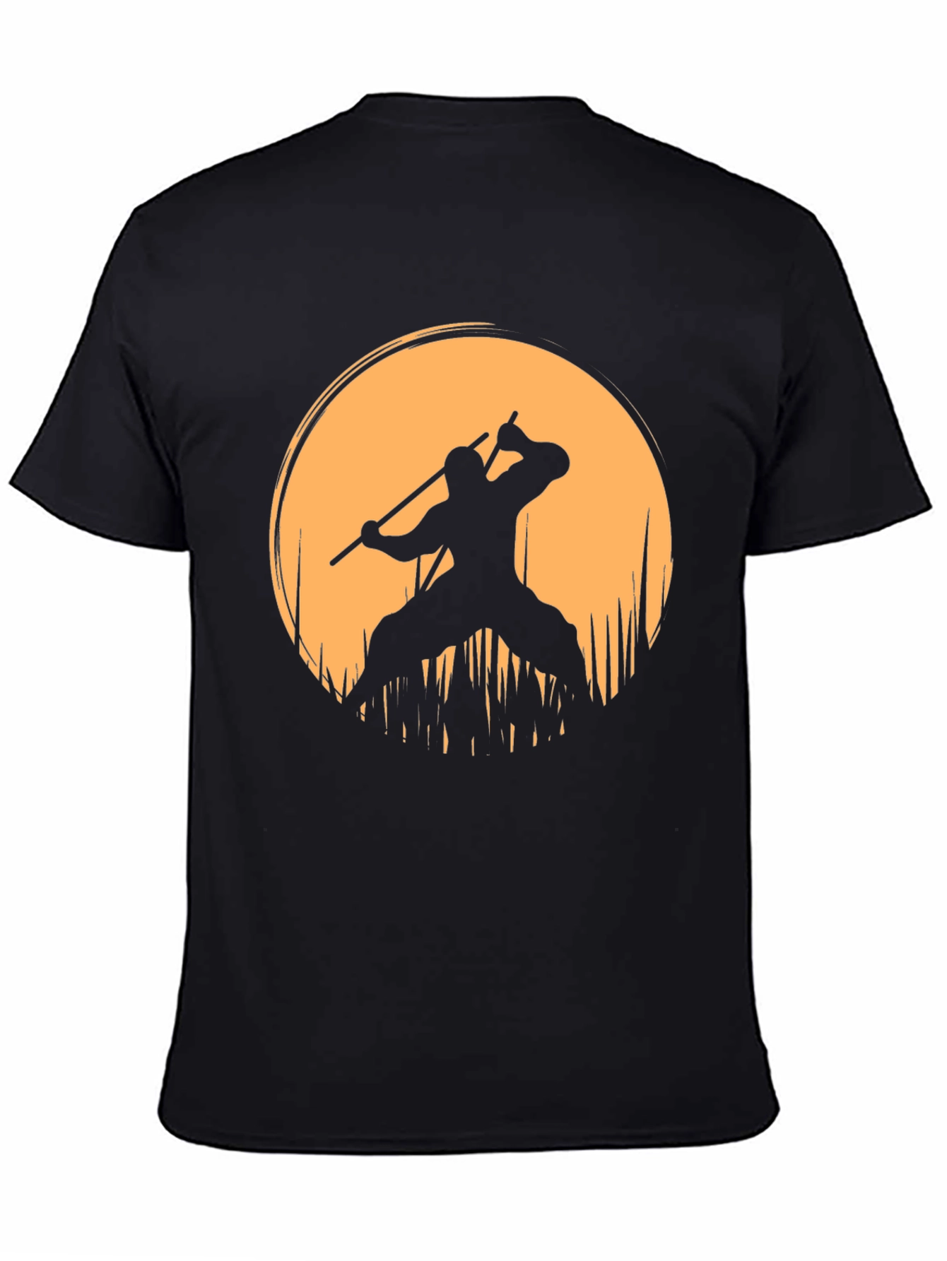 Black Samurai Warrior Sunset Graphic T-Shirt view 4