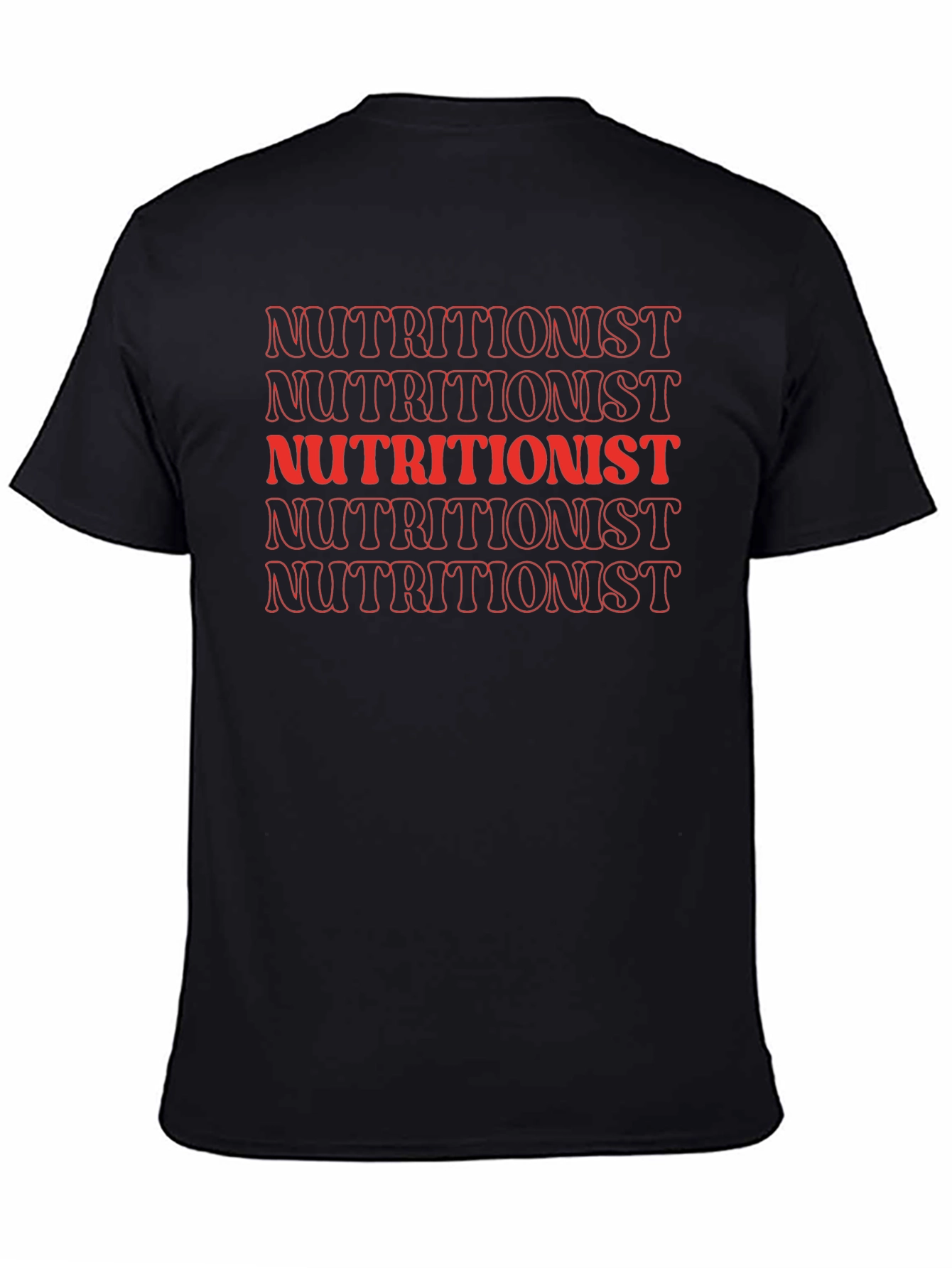 Black Nutritionist T-Shirt - Red Retro Text Design view 4