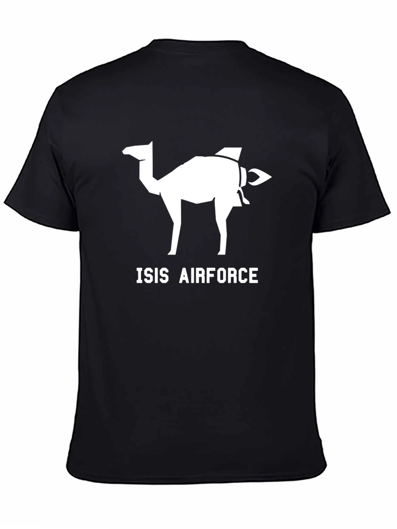 Black ISIS Airforce Camel Jet Funny T-Shirt view 4