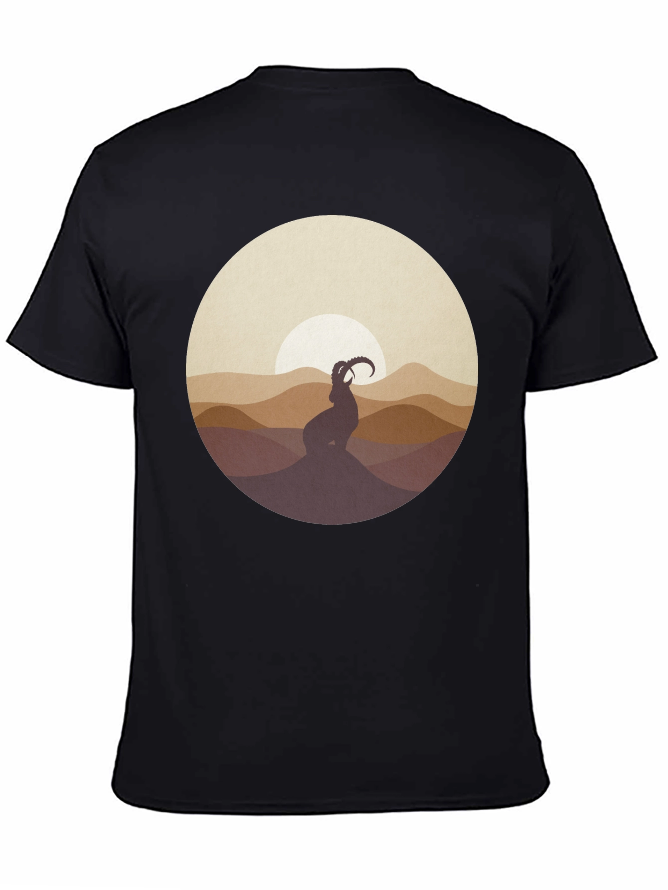 Black Mountain Goat Silhouette T-Shirt - Black view 4