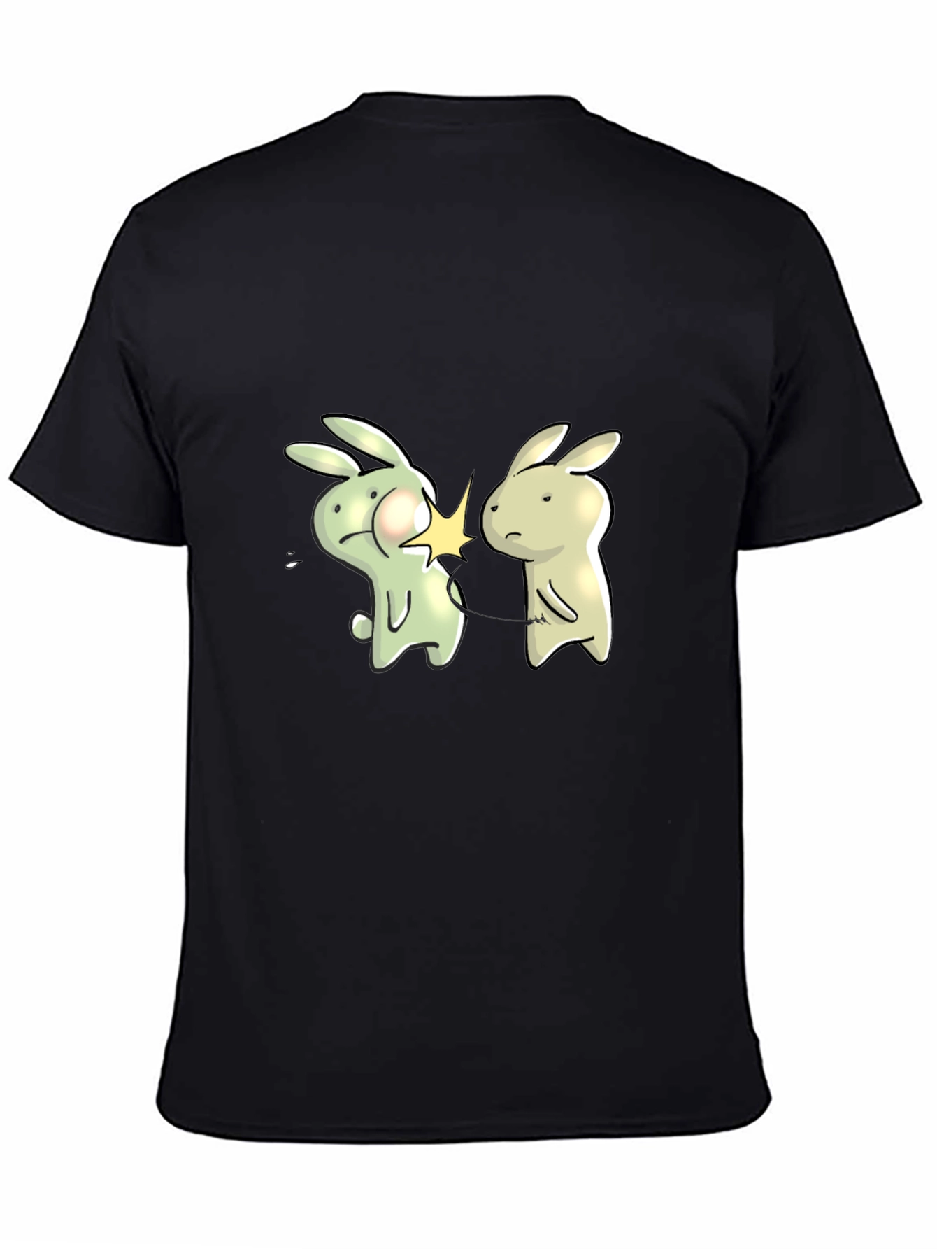 Black Funny Bunny Slap T-Shirt - Black Cotton Tee view 4