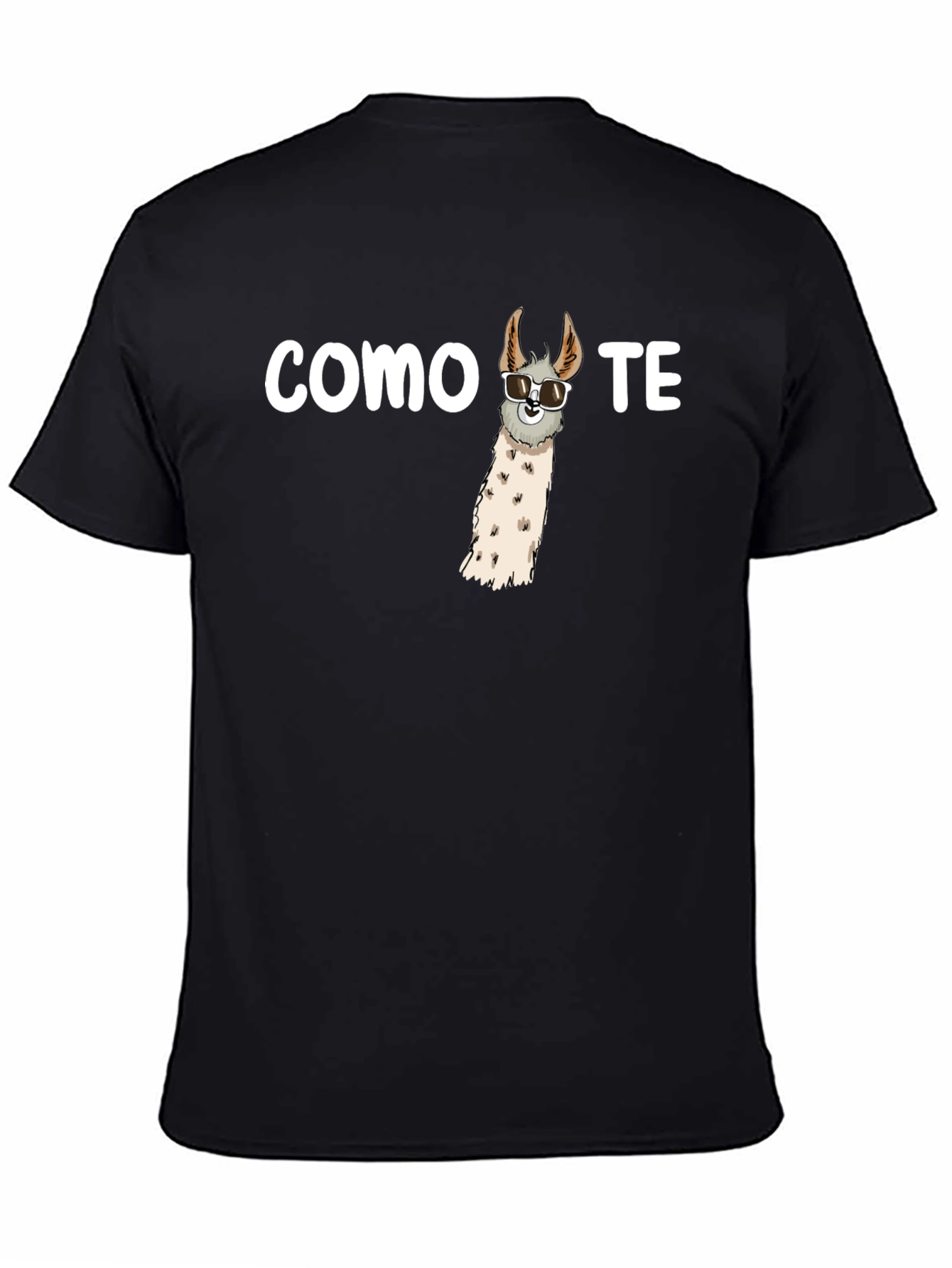 Black Cool Llama Tee - Como Te Llama Funny Graphic T-Shirt view 4
